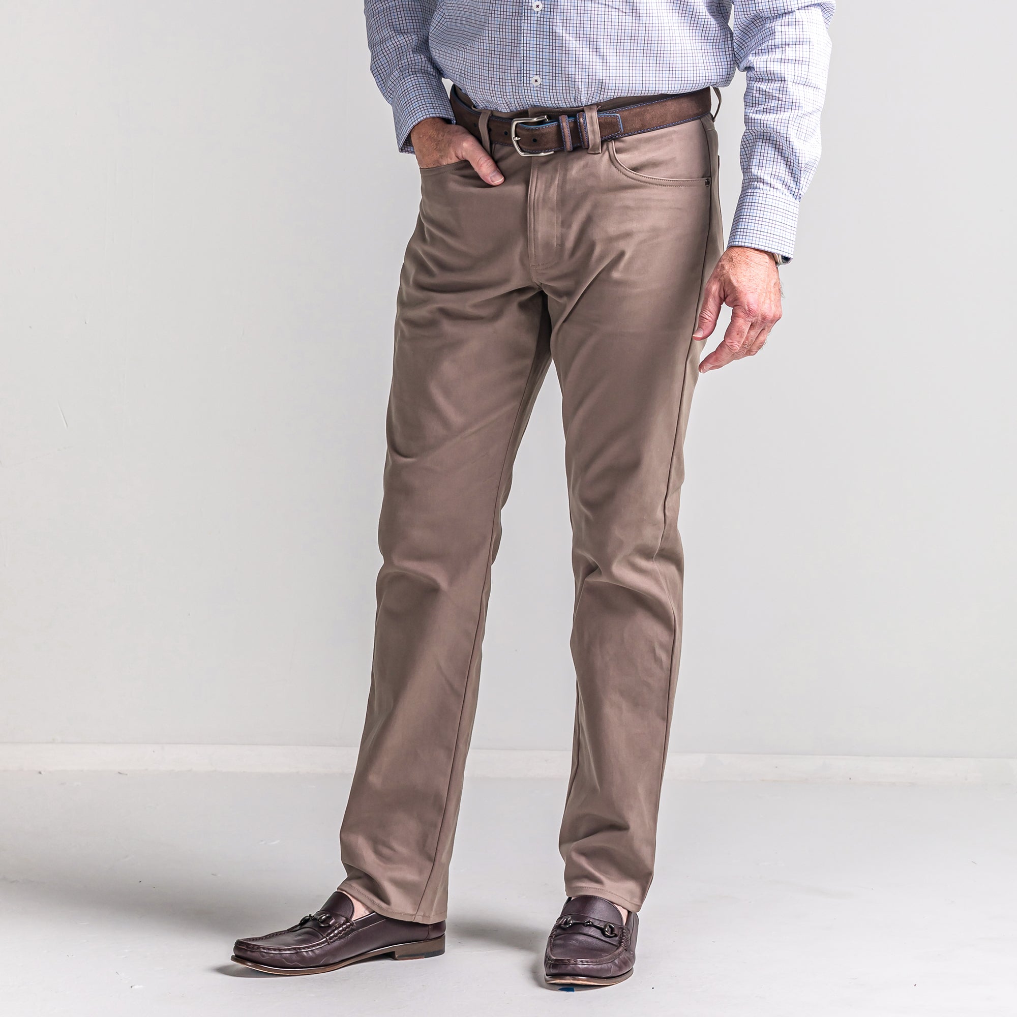 Classic Five Pocket Pants for Men - Comfortable Walnut Brown Casual Trousers | Perfect for Work, Travel & Everyday Wear