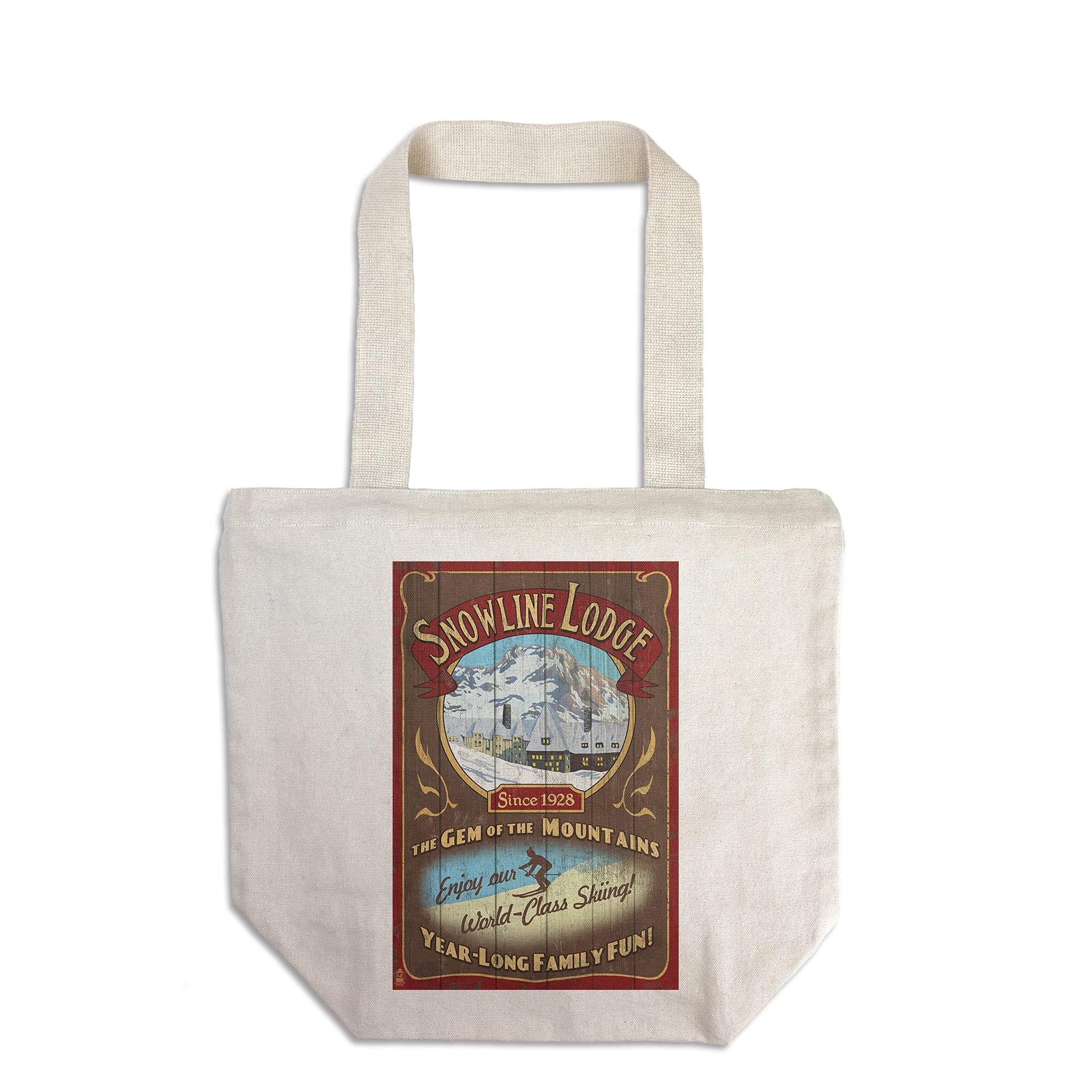 Vintage Ski Lodge Sign Tote Bag - 100% Cotton Canvas Reusable Shopping Bag for Groceries, Beach, Picnics & Daily Use