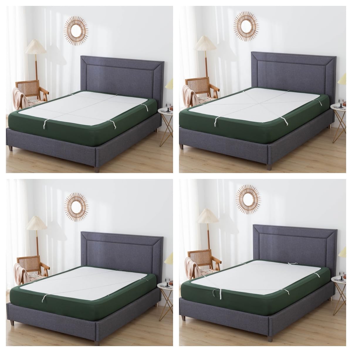 Queen Size Box Spring Cover - 4-Way Stretch Elastic Wrap Around Band with Smooth Bed Skirt for Hotels & Homes | Perfect for Bedroom Decor & Mattress Protection (Green)