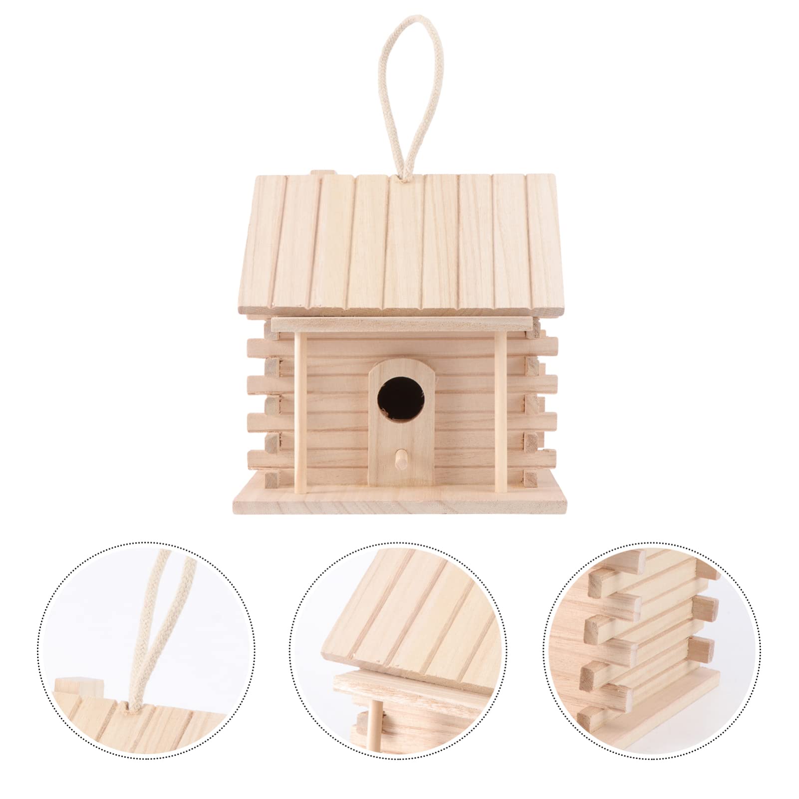 VOSAREA Handmade Wooden Bird House - Outdoor Hanging Decorative Nest Box for Garden, Patio & Backyard | Attracts Wild Birds, Perfect for Bird Watching & Nature Decor