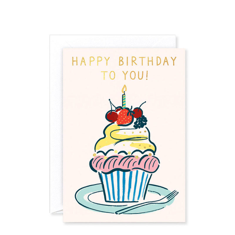Happy Birthday To You Cupcake Greeting Card - Fun & Festive Birthday Wishes for Friends & Family - Perfect for Parties, Celebrations & Special Occasions