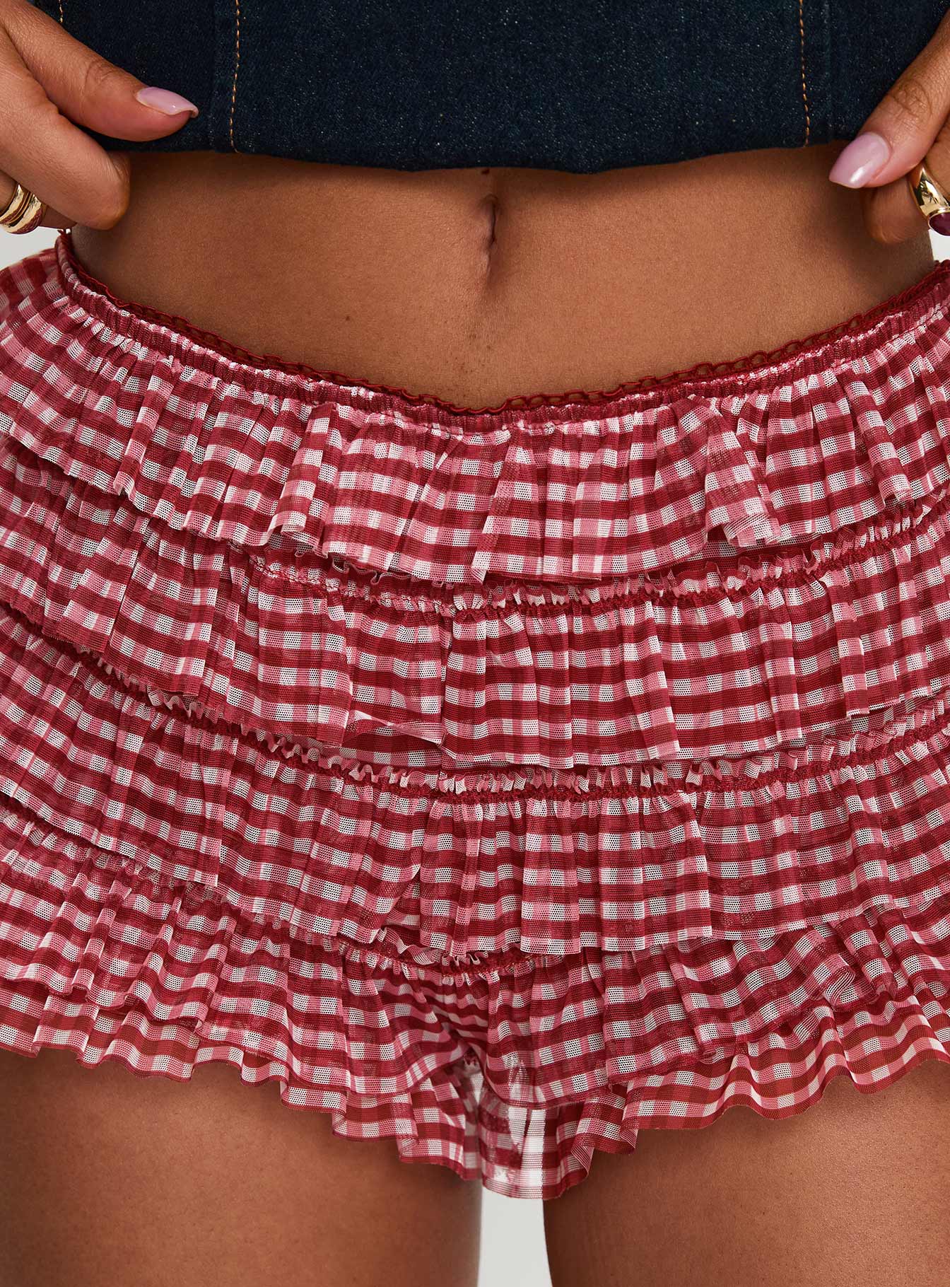 Biscotti Low Rise Bloomer Shorts - Red Gingham Checkered Summer Shorts for Women | Casual Wear, Beach Outfits & Lounge Comfort