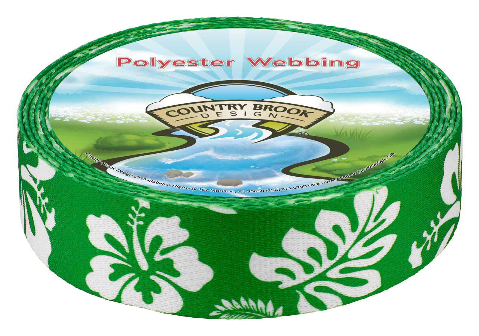 Country Brook Design - Kelly Green Hawaiian Polyester Webbing for Dog Collars, Leashes & Pet Accessories | Durable & Vibrant Outdoor Gear