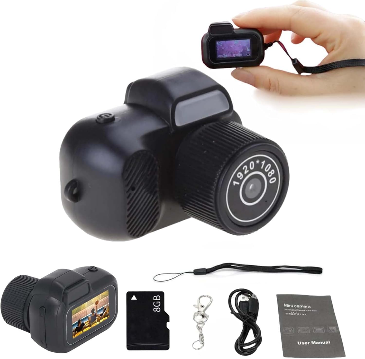 Mini Retro Nostalgic Keychain Camera - 1080P HD Micro Video Camera for Sports & Travel - 16GB Memory, Portable Mini Camera for Vlogging, Outdoor Adventures & Everyday Moments