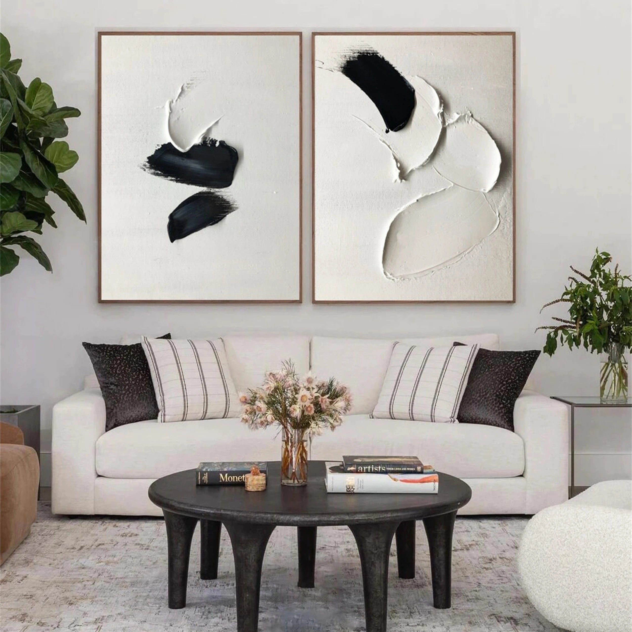Minimalist Textured Painting Canvas Set of 2 - Modern Abstract Wall Art for Living Room & Bedroom Decor #MM143 | Perfect for Home, Office & Gift Giving