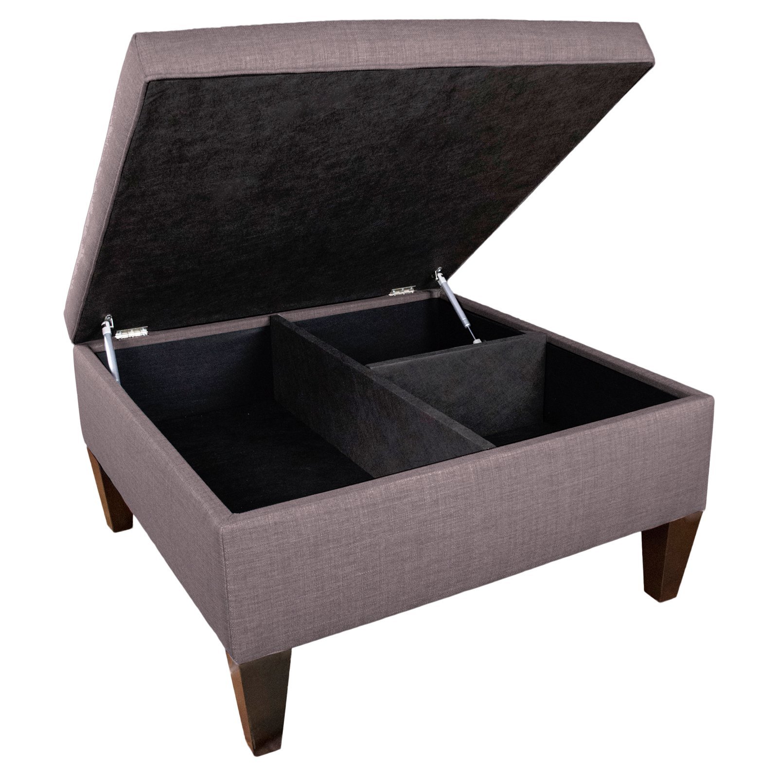 MJL Furniture Designs Manhattan Extra Large Storage Ottoman with 3 Compartments & Lift-Top - Upholstered Coffee Table Bench, Toy Box Organizer for Living Room, Bedroom, Nursery - Light Grey 34
