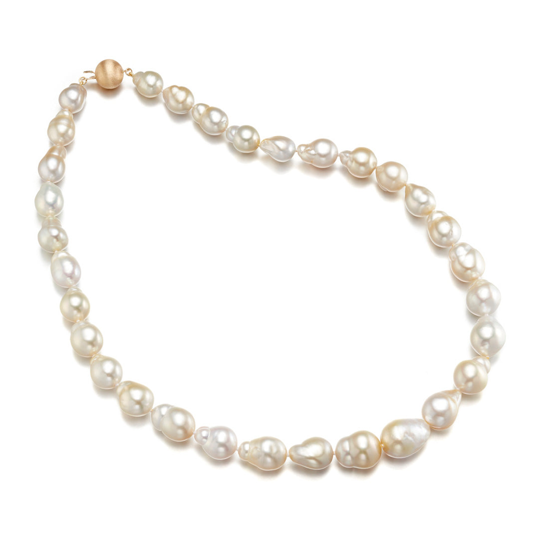Luxury Baroque Golden South Sea Pearl Necklace - 18K Gold Plated Elegant Jewelry for Women, Perfect for Weddings, Parties & Special Occasions