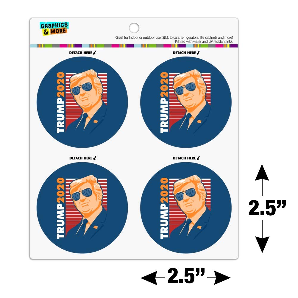 Trump 2020 Gold Refrigerator Magnet Set - 6 Pack Vinyl Circle Fridge Magnets for Political Supporters, Home & Office Decor