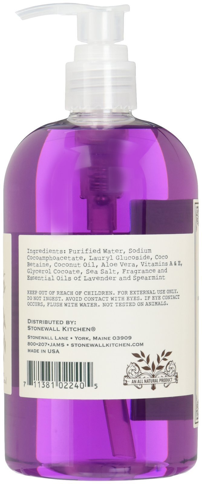 Stonewall Kitchen Lavender Mint Hand Soap - 16.9 oz Natural Foaming Hand Wash with Essential Oils | Refreshing Scent for Bathroom, Kitchen & Guest Washroom