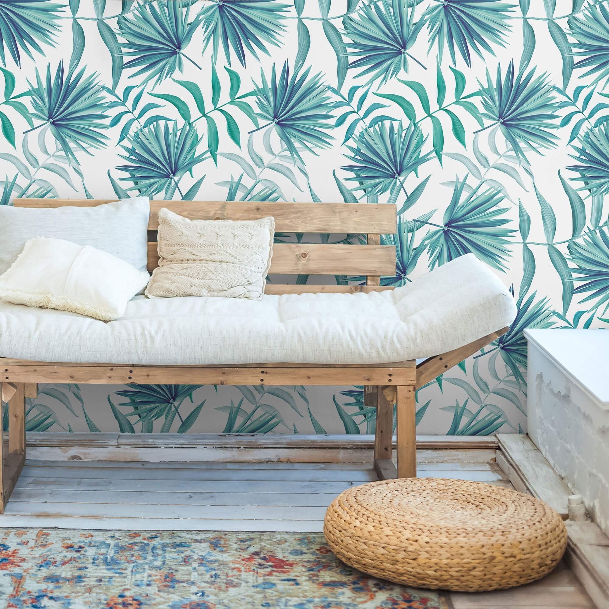 Green Botanical Floral Peel and Stick Removable Wallpaper - Self-Adhesive Decorative Vinyl for Bedroom, Living Room & Office Decor