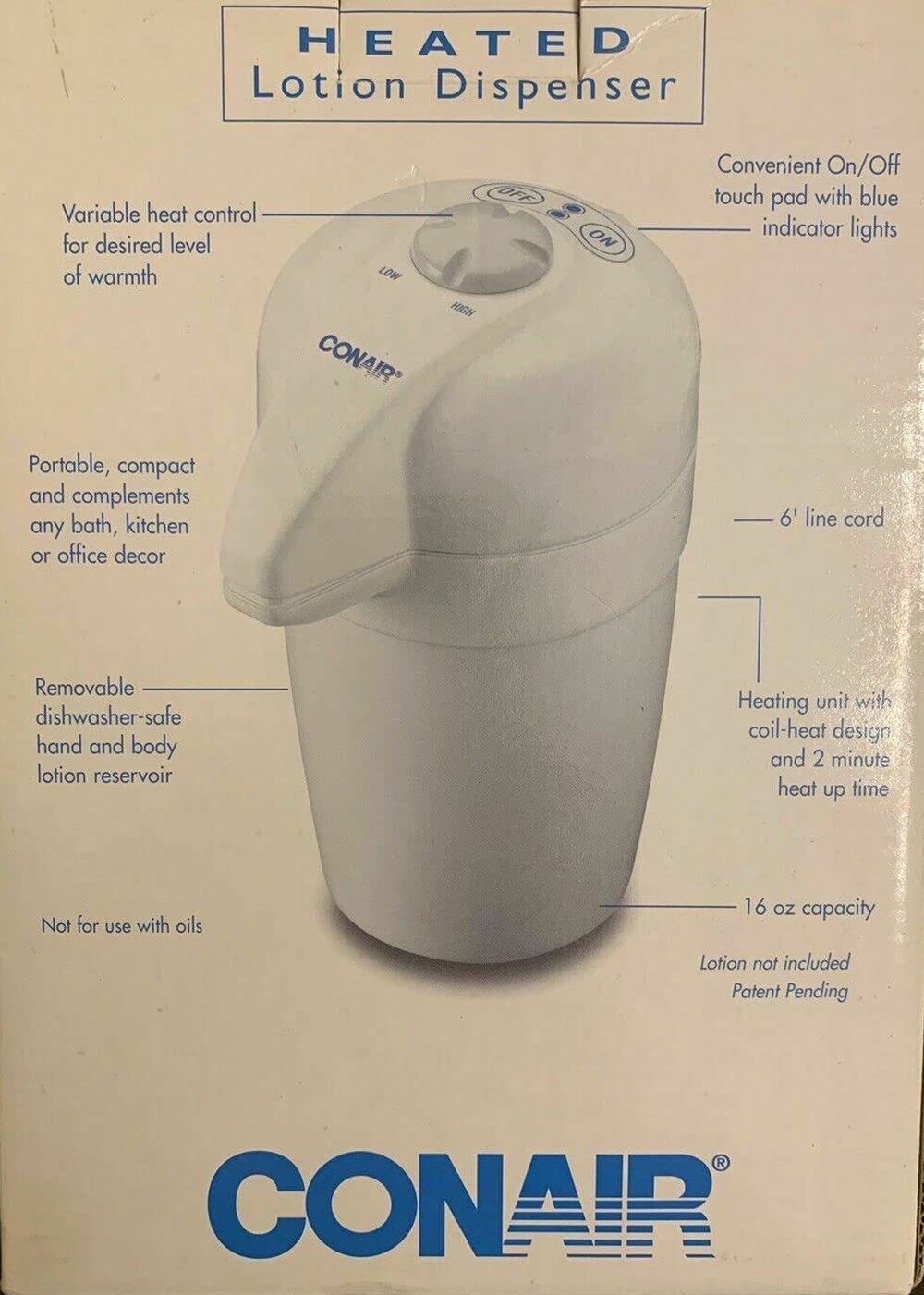 Conair HLD20P Heated Lotion Dispenser - Warm Moisturizer for Dry Skin Care at Home & Spa | Perfect for Winter Hand & Body Lotion Application
