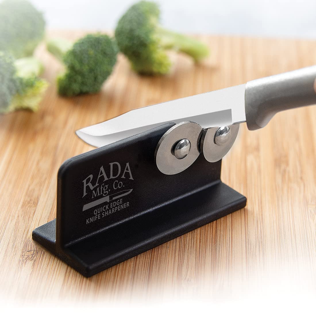 Rada Cutlery 7-Piece Knife Set with Sharpener - High-Quality Kitchen Knives with Black Handles - Perfect for Home Cooking, Wedding Gifts & Starter Chef Kits