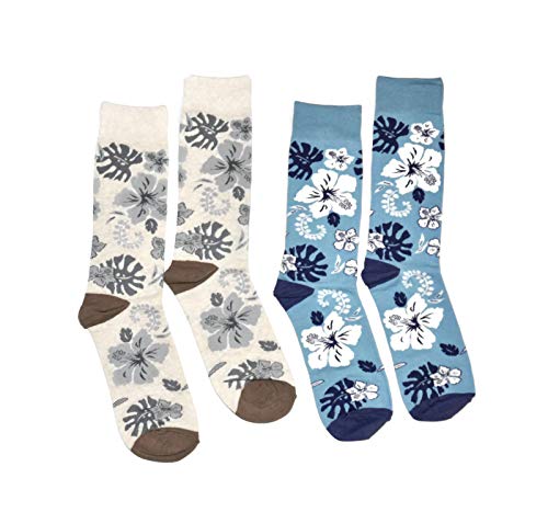 Tropical Flower - Hibiscus Blue & Beige