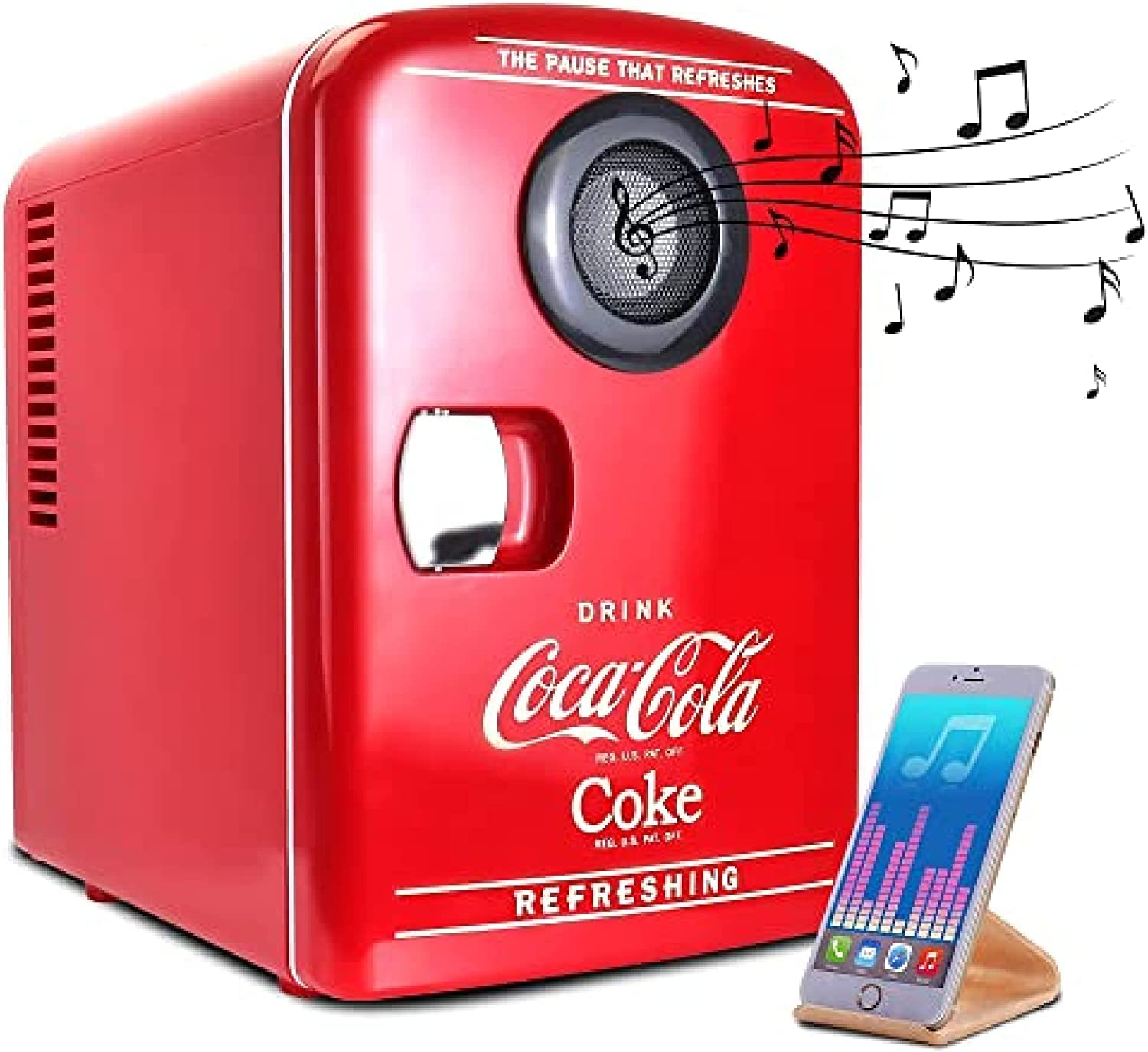 Koolatron Mini Fridge - 12V/110V Portable Table Top Beverage Cooler for Drinks, Soda, Wine & Breast Milk | Compact Refrigerator for Bedroom, Skincare, Office, Car, Dorm & Patio | Bluetooth Enabled 8-Can Capacity | Perfect for Travel, Home & Work Spaces