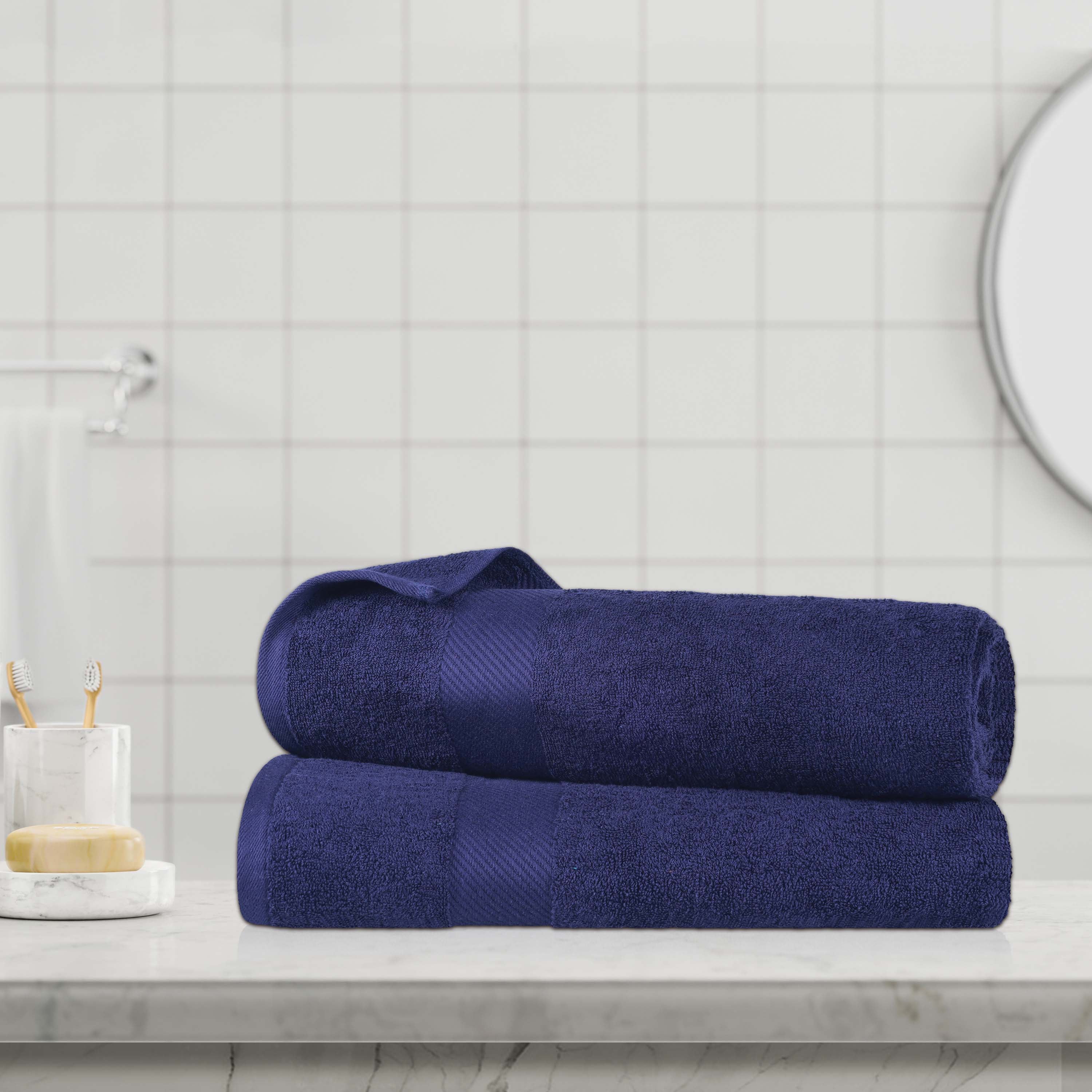 Premium Egyptian Cotton 2-Piece Bath Sheet Set with Luxury Dobby Border - Ultra Soft & Absorbent Towels for Spa, Hotel & Home Bathroom Luxury