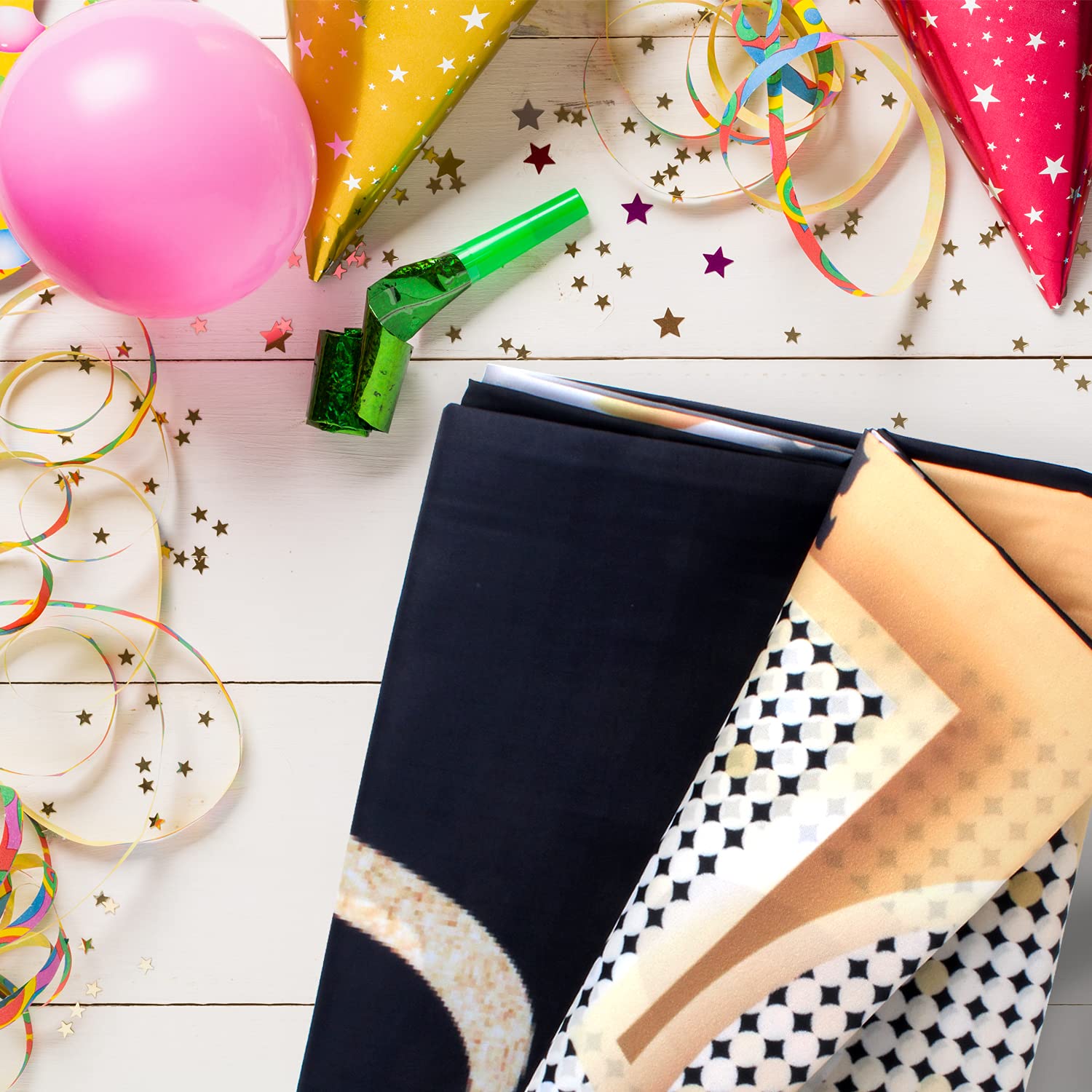 Happy 70th Birthday Backdrop Banner - Gold & Black Anniversary Photography Background Decor for Women & Men - Perfect for Milestone Celebrations, Retirement Parties & Family Gatherings