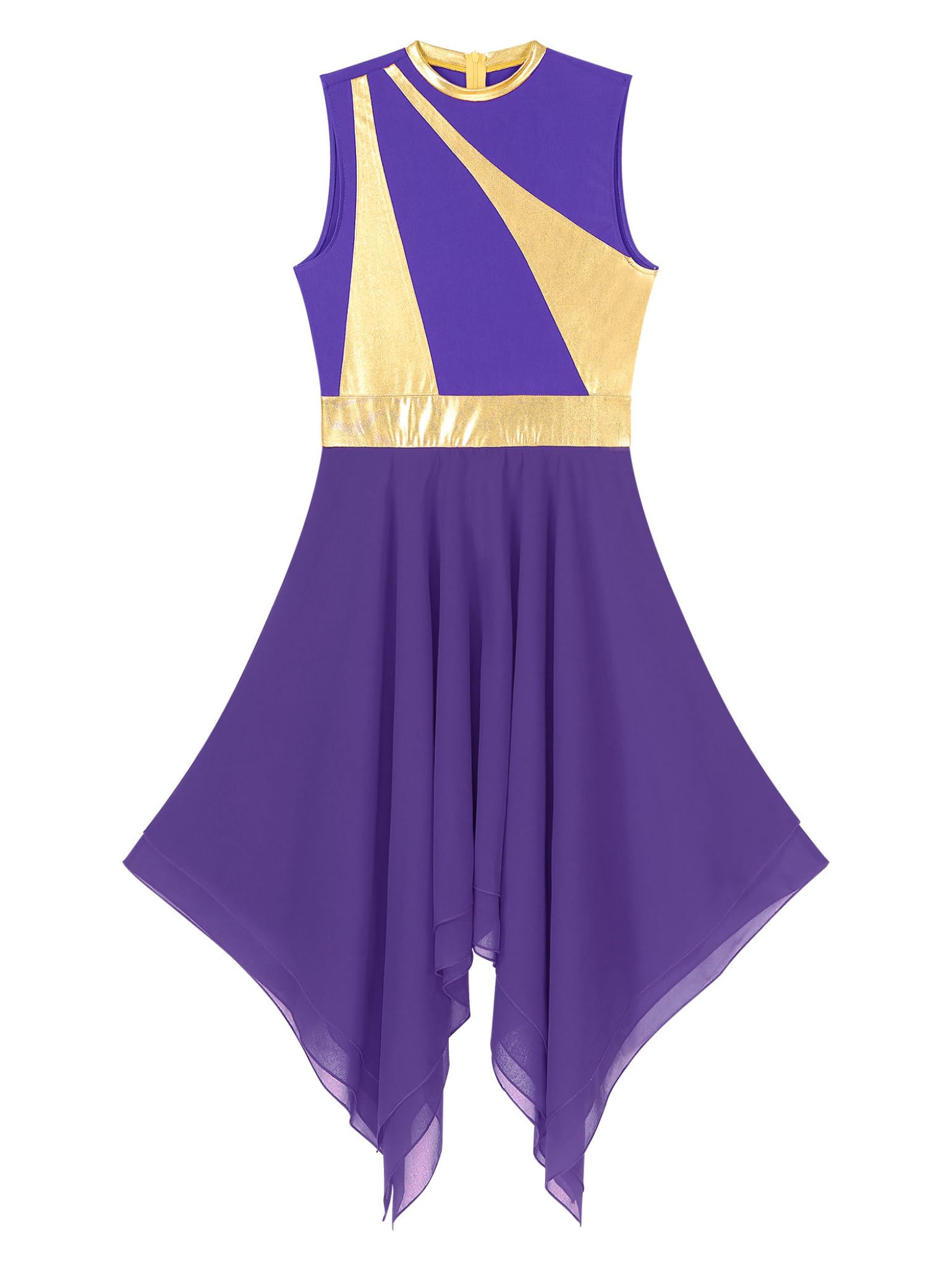 Women's Praise Dance Dress - Color Block Tunic with Irregular Hem - Worship & Liturgical Lyrical Dance Costume - Perfect for Church Performances & Spiritual Dance Routines