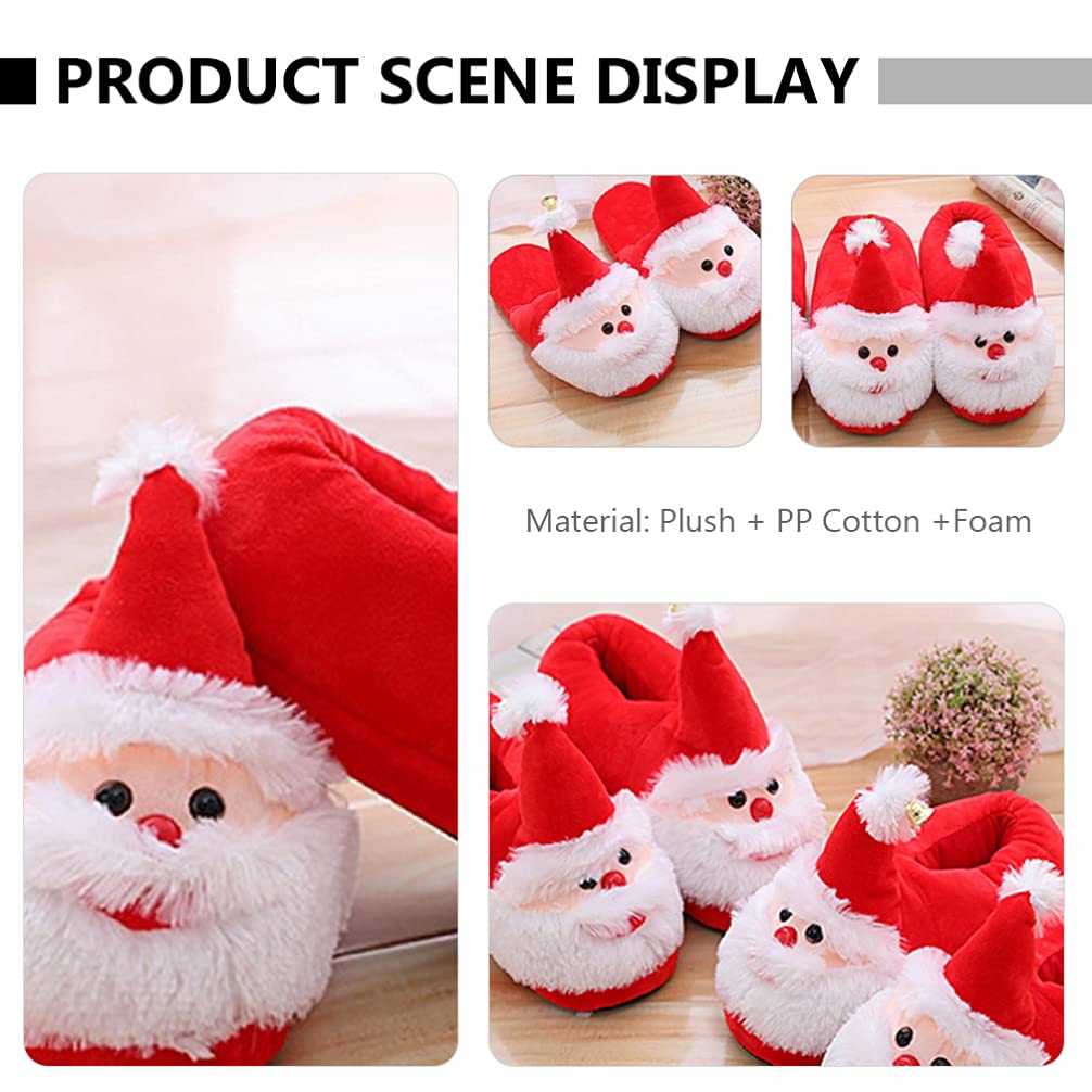 Santa Claus Christmas Slippers - Cozy Furry House Shoes with Anti-Skid Sole for Women & Men - Perfect for Holiday Gifts, Winter Home Comfort & Christmas Party Outfits