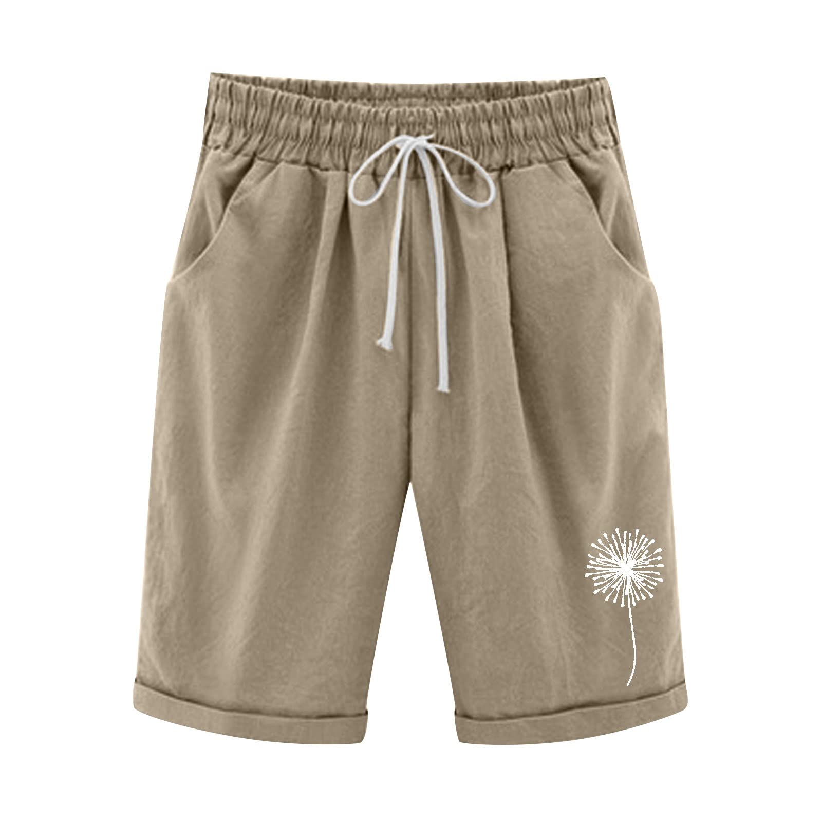 Women's Bermuda Shorts - High Waist Cotton Summer Shorts for Casual Wear