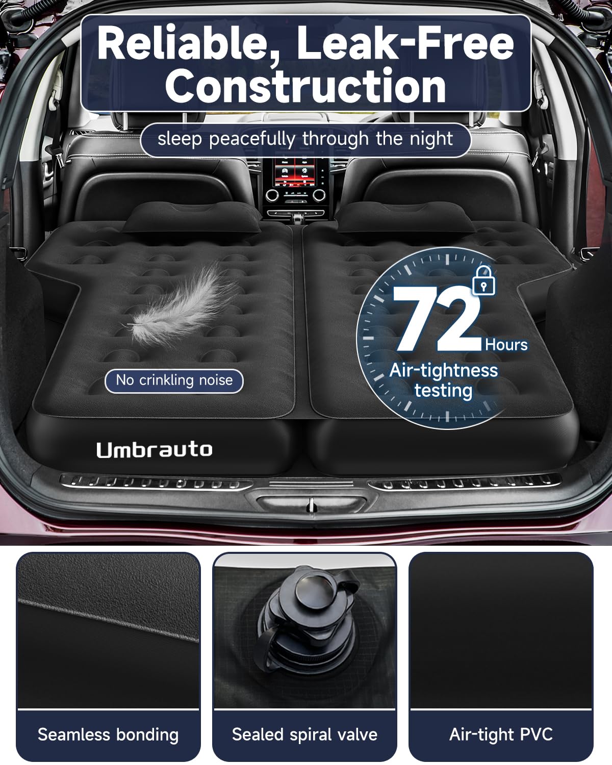 **Upgraded Thickened SUV Air Mattress Bed with Electric Pump – Portable Inflatable Car Sleeping Airbed for Camping, Travel & Road Trips | Includes Pillows & Repair Patch Kit**    *(Perfect for SUV Back Trunk Camping, Long-Distance Travel, and Outdoor Adventures!)*
