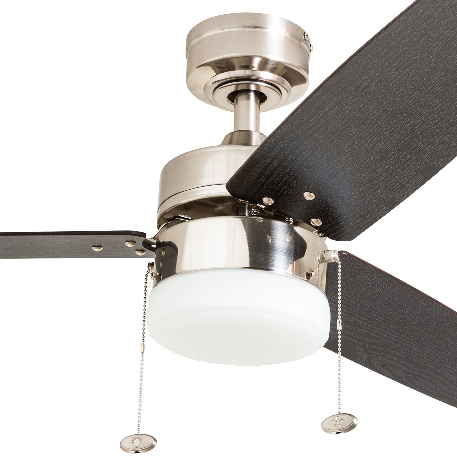 42 Inch Reston Brushed Nickel Ceiling Fan with Pull Chain - Modern Indoor Cooling for Living Room, Bedroom, and Office