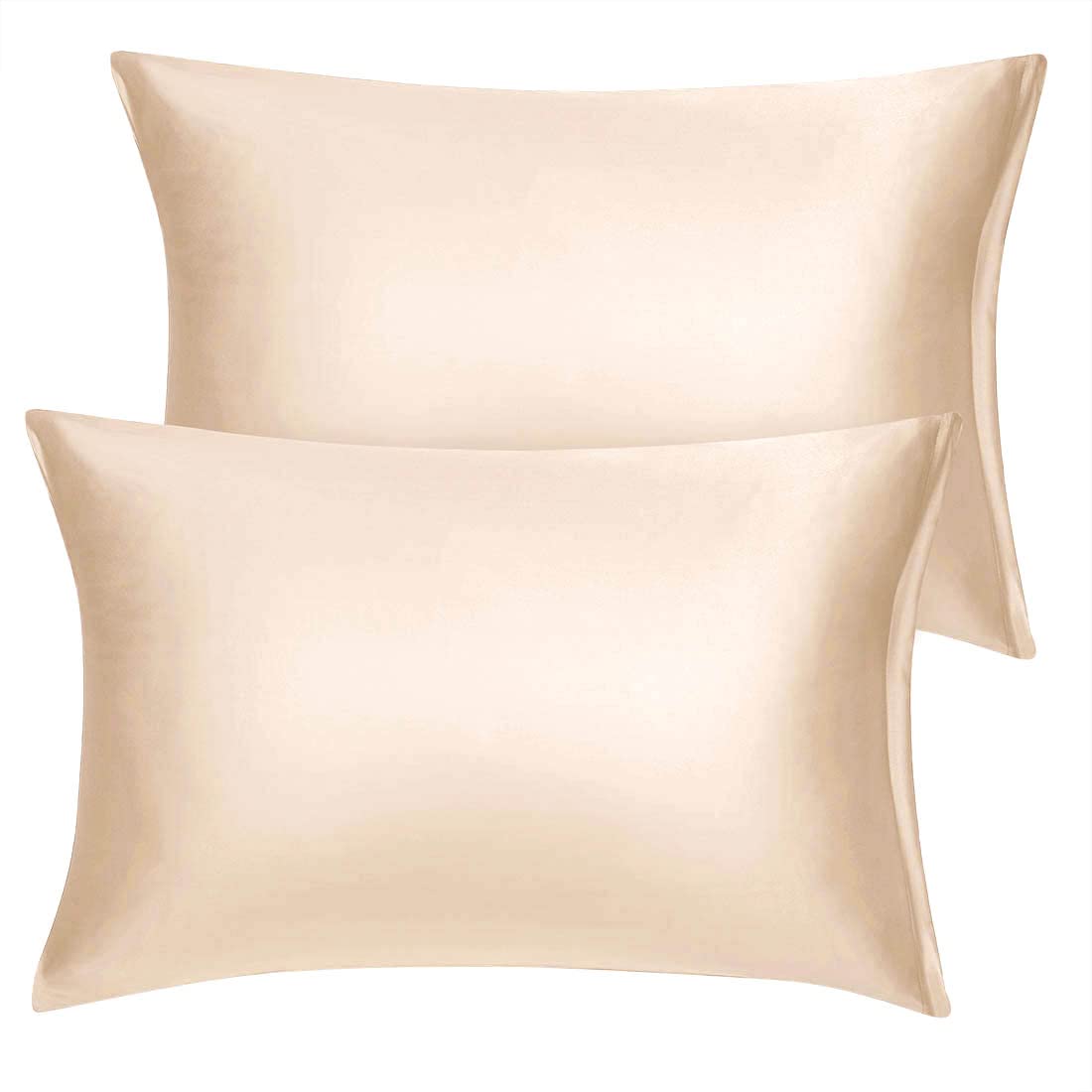 Luxury Satin Pillowcase Set of 2 with Zipper - 14x20 Inches Super Soft Silky Pillow Covers for Travel & Home - Caramel Color for Bedroom Decor & Gift Giving
