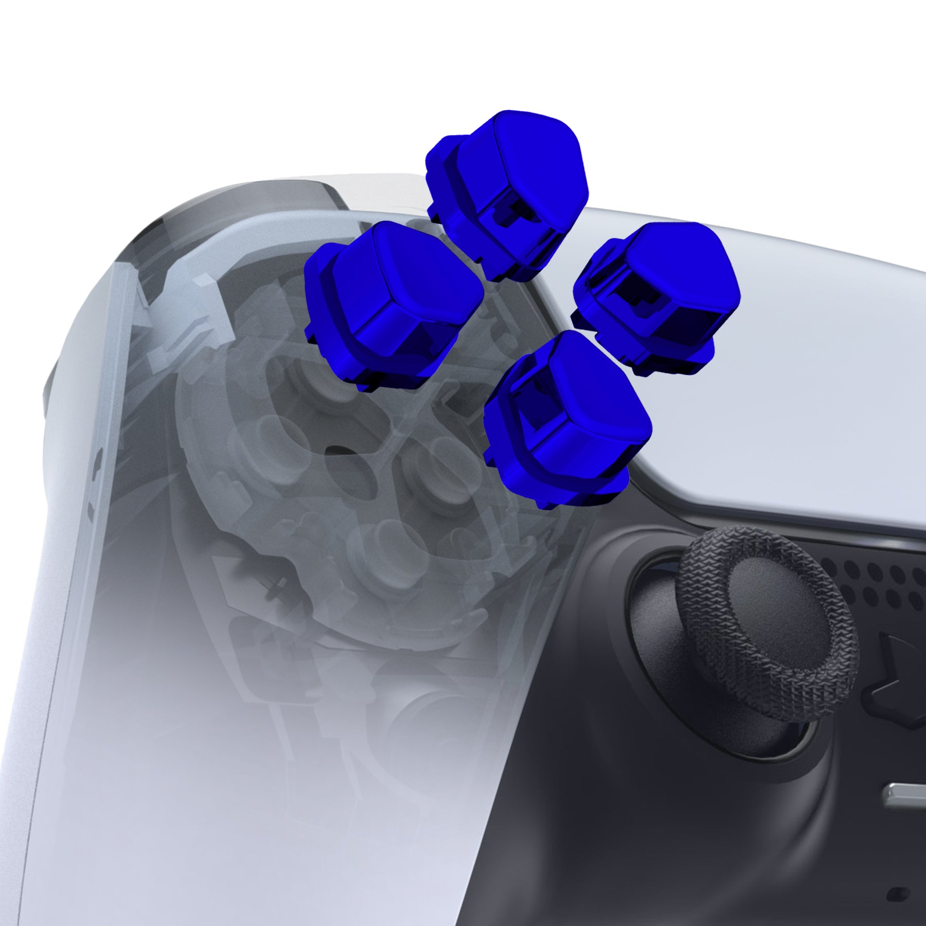 eXtremeRate Ergonomic Split D-Pad Buttons for PS5 & PS4 Controllers - Chrome Blue Replacement Directional Buttons Compatible with PS5 Edge & All PS4 Models (JPF8009) - Perfect for Fighting Games & Precise Control