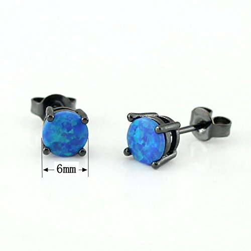 Solitaire Stud Earrings for Women - White Gold Plated Round Fire Opal Earrings | Birthday & Holiday Jewelry Gift for Her | Perfect for Weddings, Anniversaries & Special Occasions