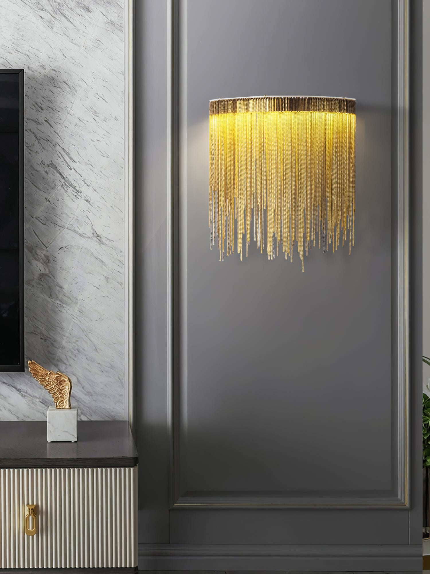 Tassel Wall Lamp with Chain - Elegant Boho Decor for Bedroom, Living Room & Nursery - Perfect for Ambient Lighting & Home Decoration