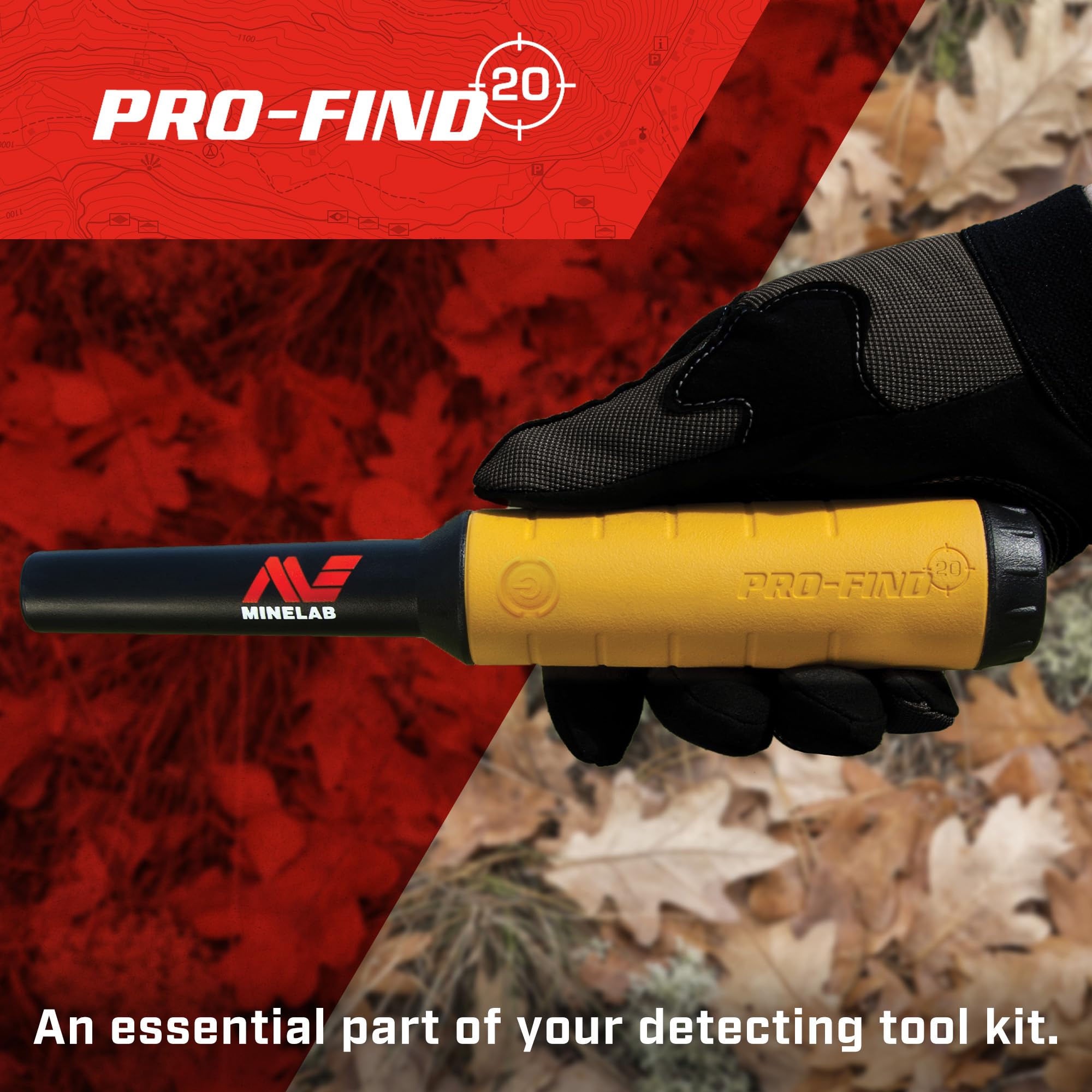 Minelab PRO-FIND 20 Waterproof Pinpointer Metal Detector for Adults - Audio & Vibration Alerts with Holster | Perfect for Treasure Hunting, Beach Metal Detecting & Outdoor Adventures