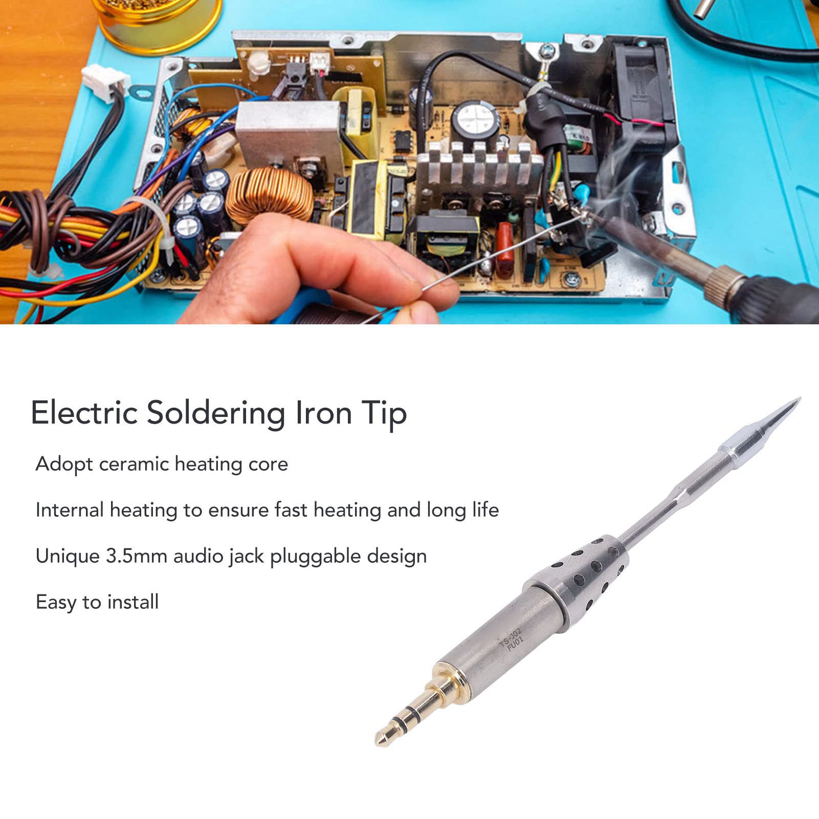 High-Quality Electric Soldering Iron Tip Replacement - Internal Heating TS J02 Tip for DIY Electronics Repair, Jewelry Making & Circuit Board Soldering