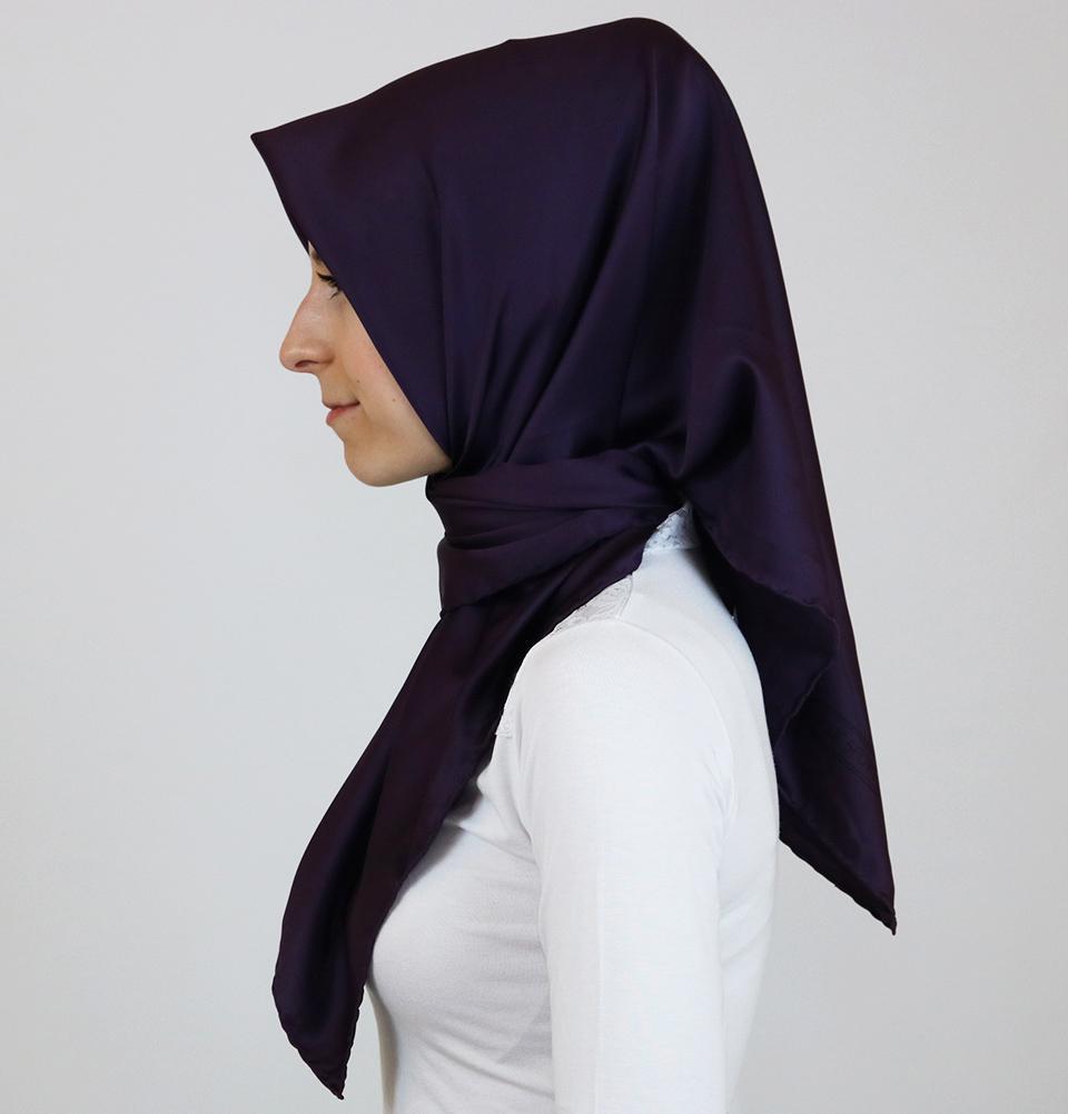 Aker Satin Square Hijab Scarf 6385-993 Plum - Soft Muslim Headscarf for Women, Breathable Prayer Shawl, Elegant Fashion Accessory for Daily Wear & Special Occasions
