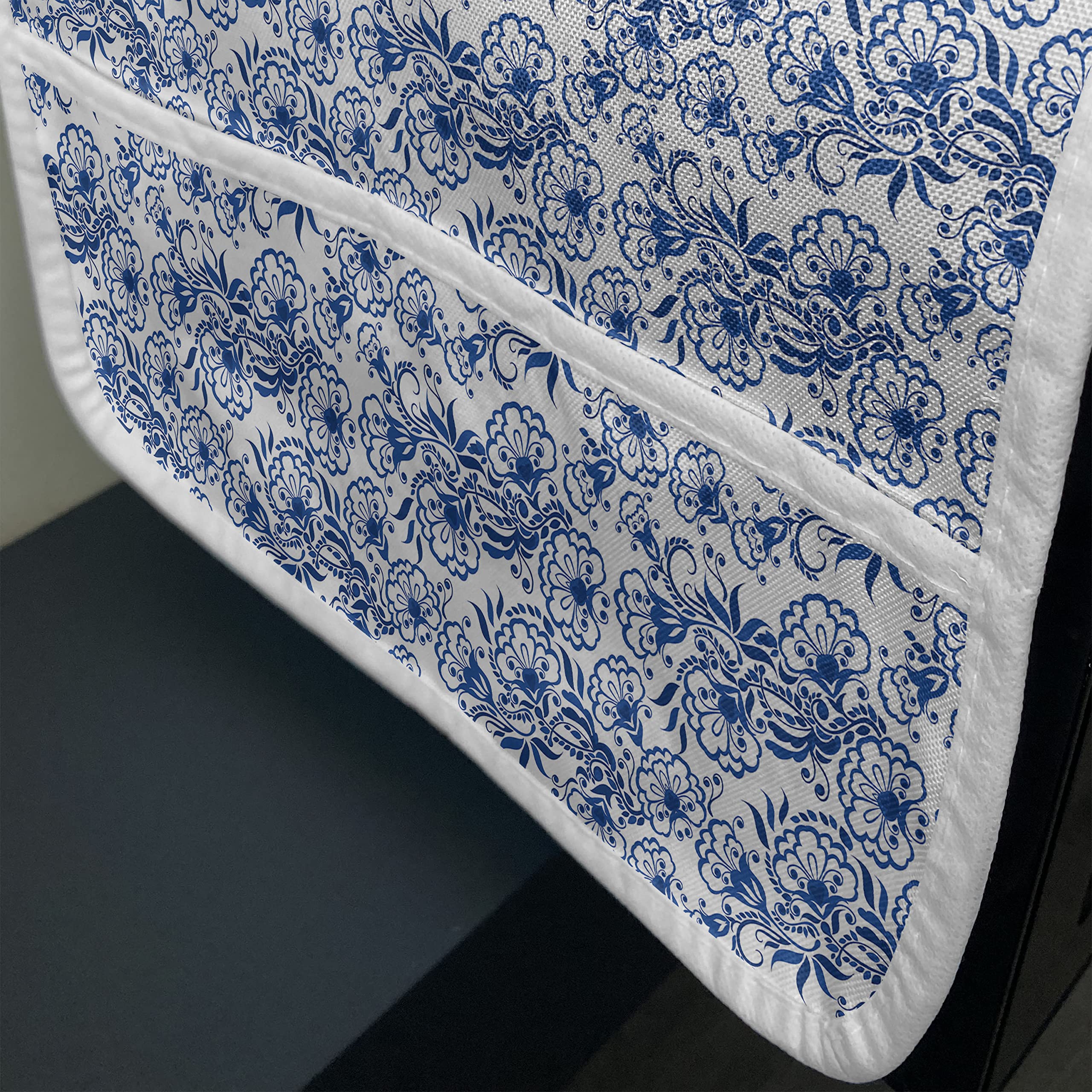 Ambesonne Blue Microwave Cover - Waterproof Kitchen Organizer with Pockets, Traditional Gzhel Floral Pattern in Cobalt Blue & White, 36