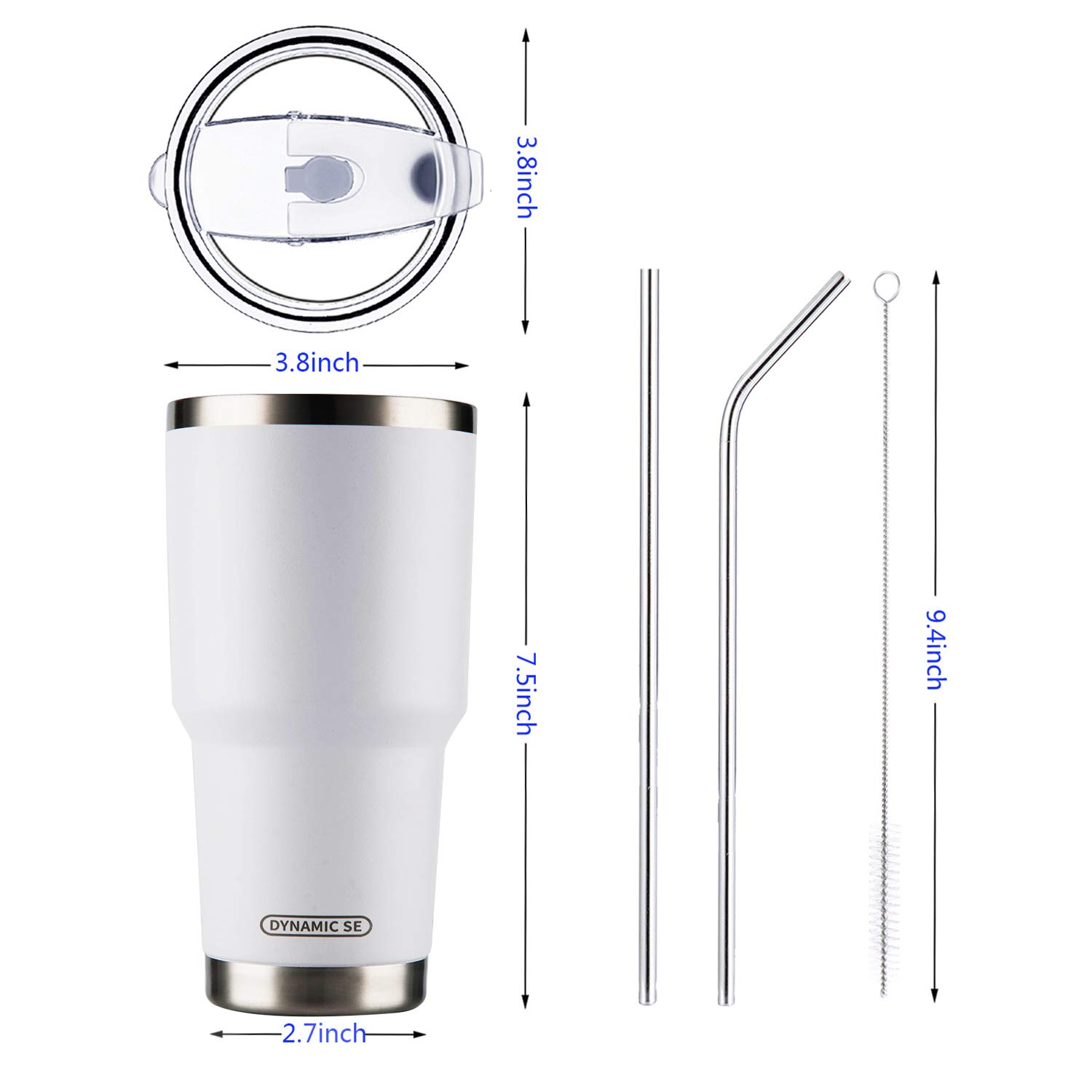 30oz Stainless Steel Tumbler with Straw - Vacuum Insulated for Hot/Cold Drinks - Home & Travel