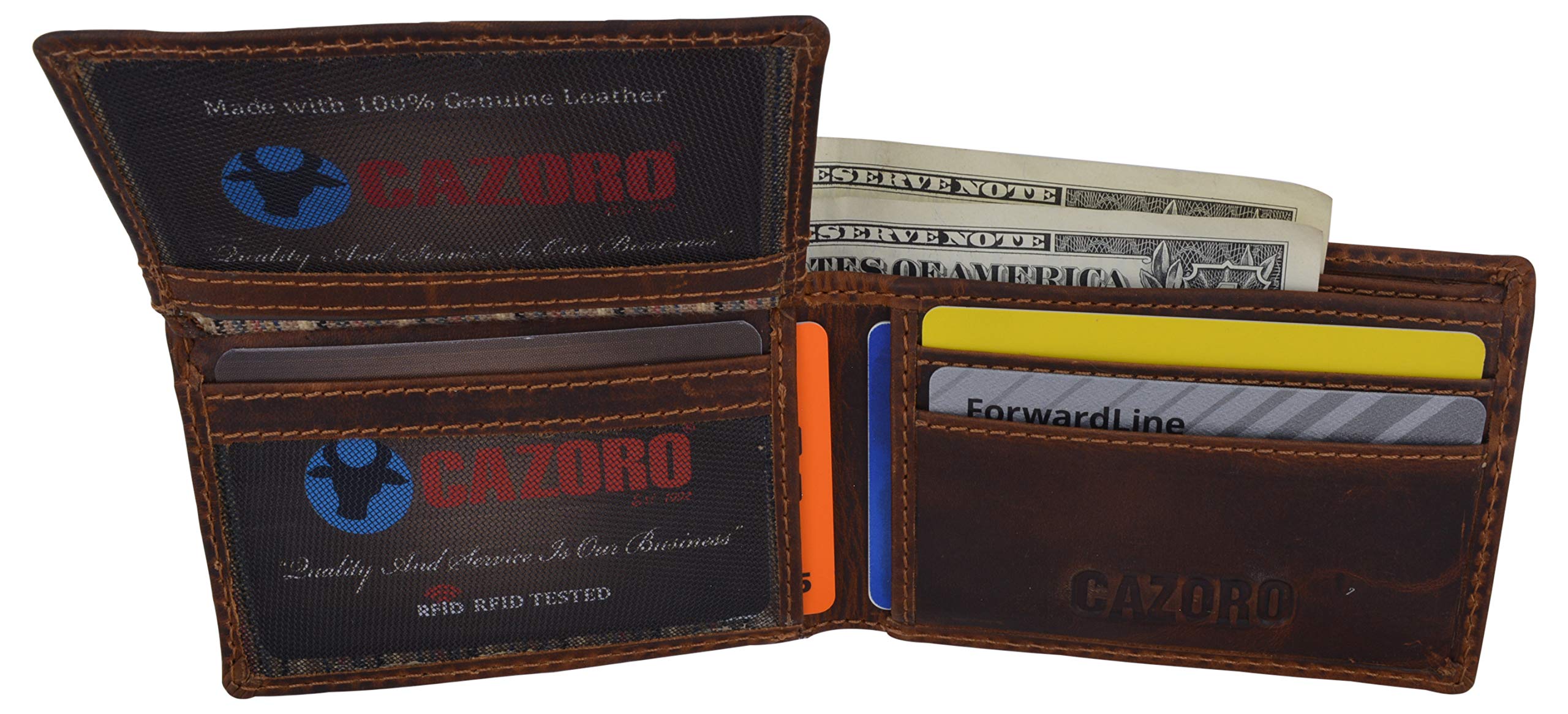 Slim Bifold Wallet for Men - Genuine Crazy Horse Leather with ID Card Slot - Perfect for Everyday Carry & Travel Accessories