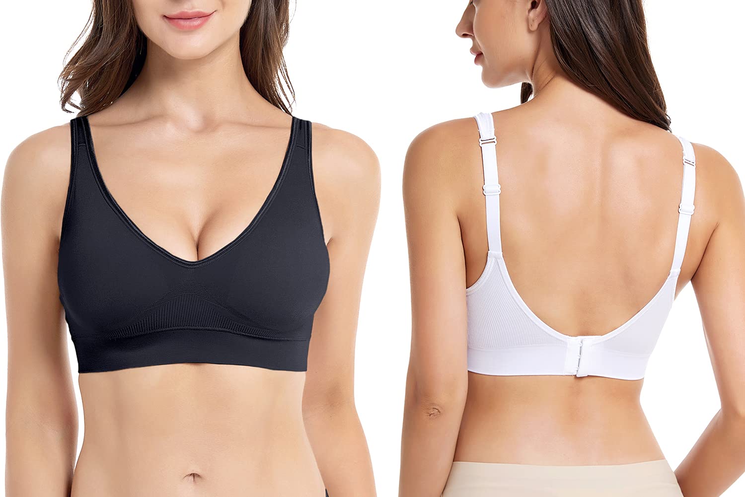 Wireless Bras for Women - Non Wired Seamless Comfort Bras with Removable Pads (3 Pack) | Perfect for Yoga, Workout & Everyday Wear