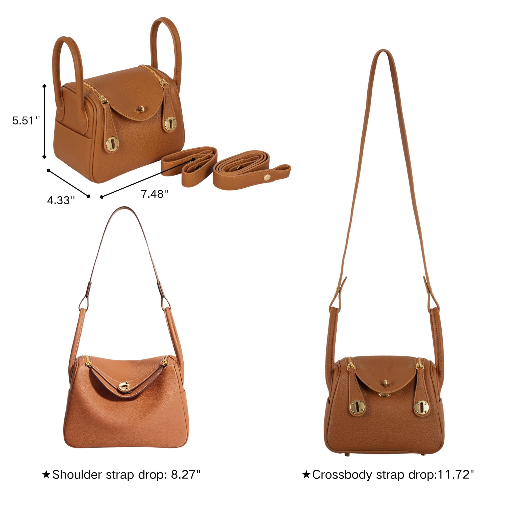Stylish Small Leather Crossbody Shoulder Bag with Zipper - Women's Fashion Purse & Handbag for Everyday Use, Travel, and Work