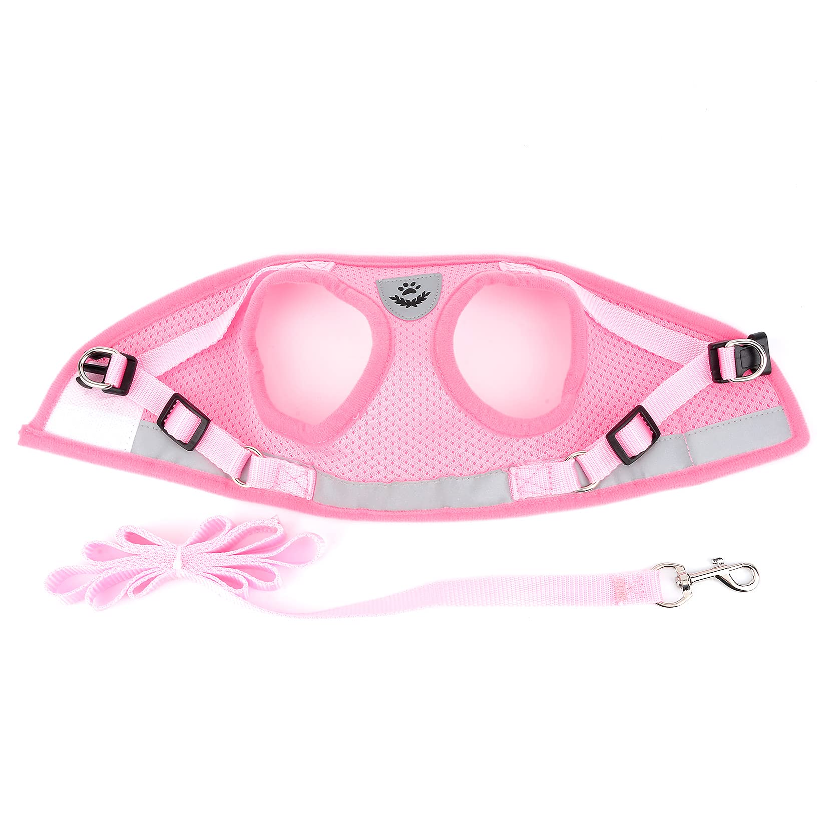 Ranphy Escape Proof Reflective Cat Harness and Leash Set - Adjustable Soft Mesh Padded Walking Jacket for Small Dogs (1-3 lbs) - No Pull No Choke Design, Pink XS (10.2
