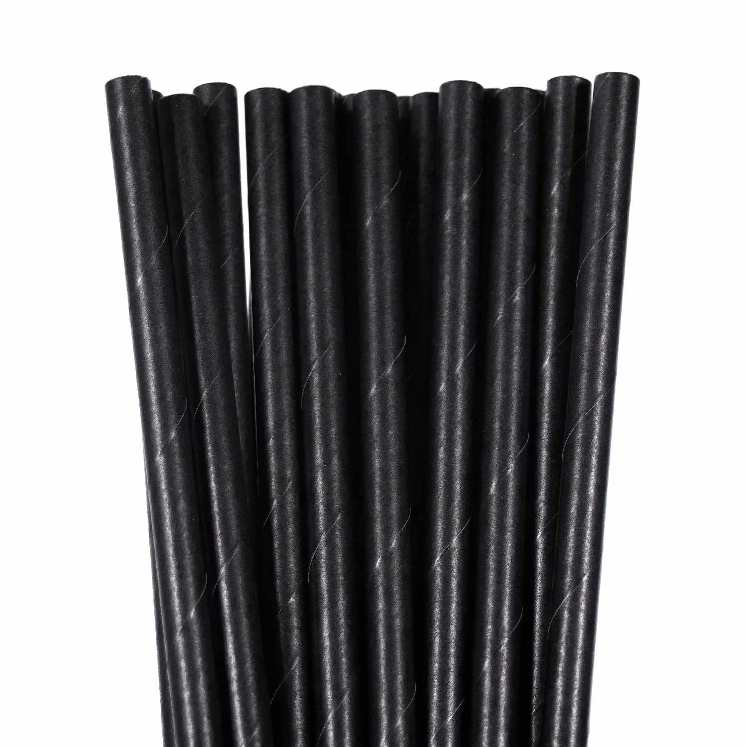 Premium Black Satin Halloween Paper Straws Bulk (100-Pack) - Elegant Disposable Drinking Straws for Halloween Parties, Weddings, and Special Events