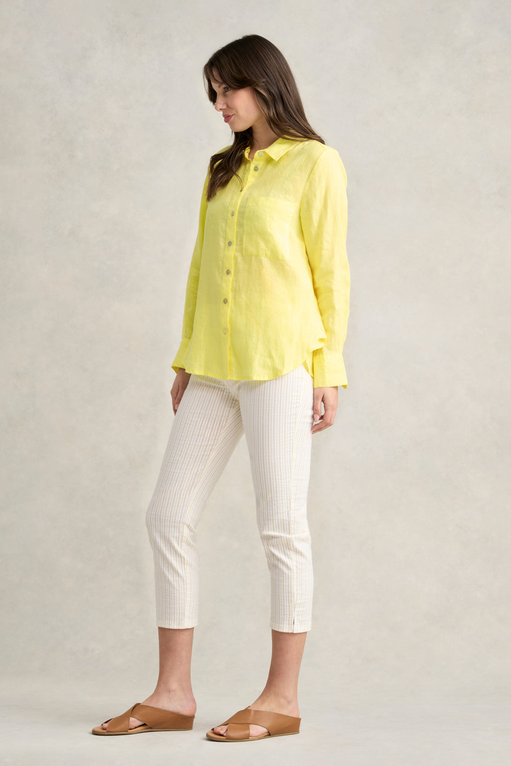 Lightweight French Linen Shirt for Men - Breathable Summer Casual Button Down Shirt in Lemon Yellow | Perfect for Beach, Vacation & Outdoor Activities