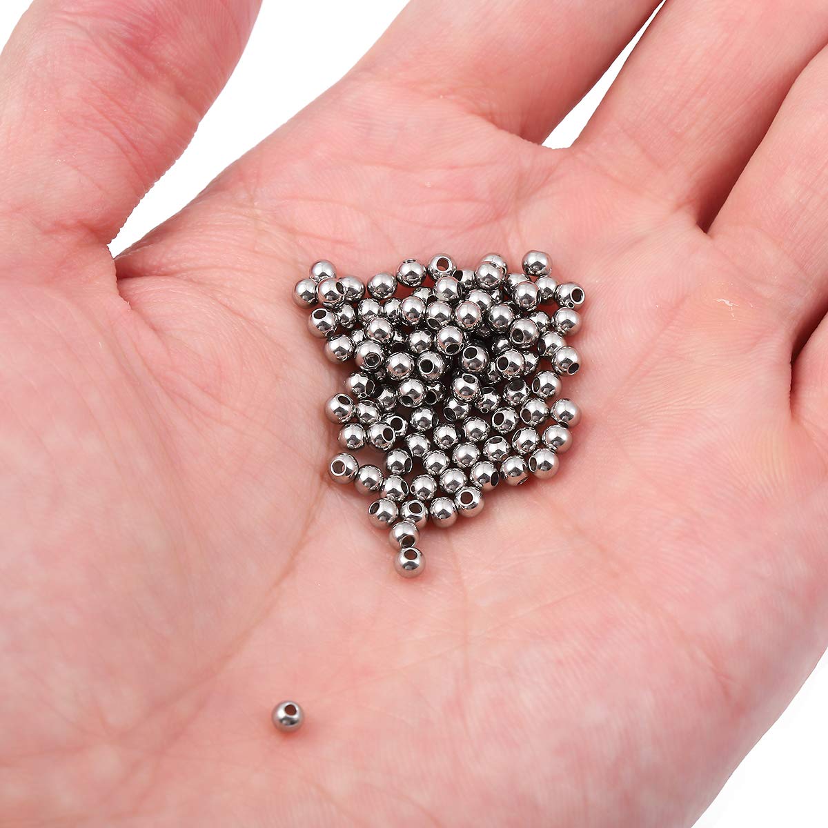 3x2.5mm Stainless Steel Spacer Beads - Round Loose Charm Caps for DIY Jewelry Making (100pcs, 1mm Hole) - Perfect for Bracelets, Necklaces & Craft Projects