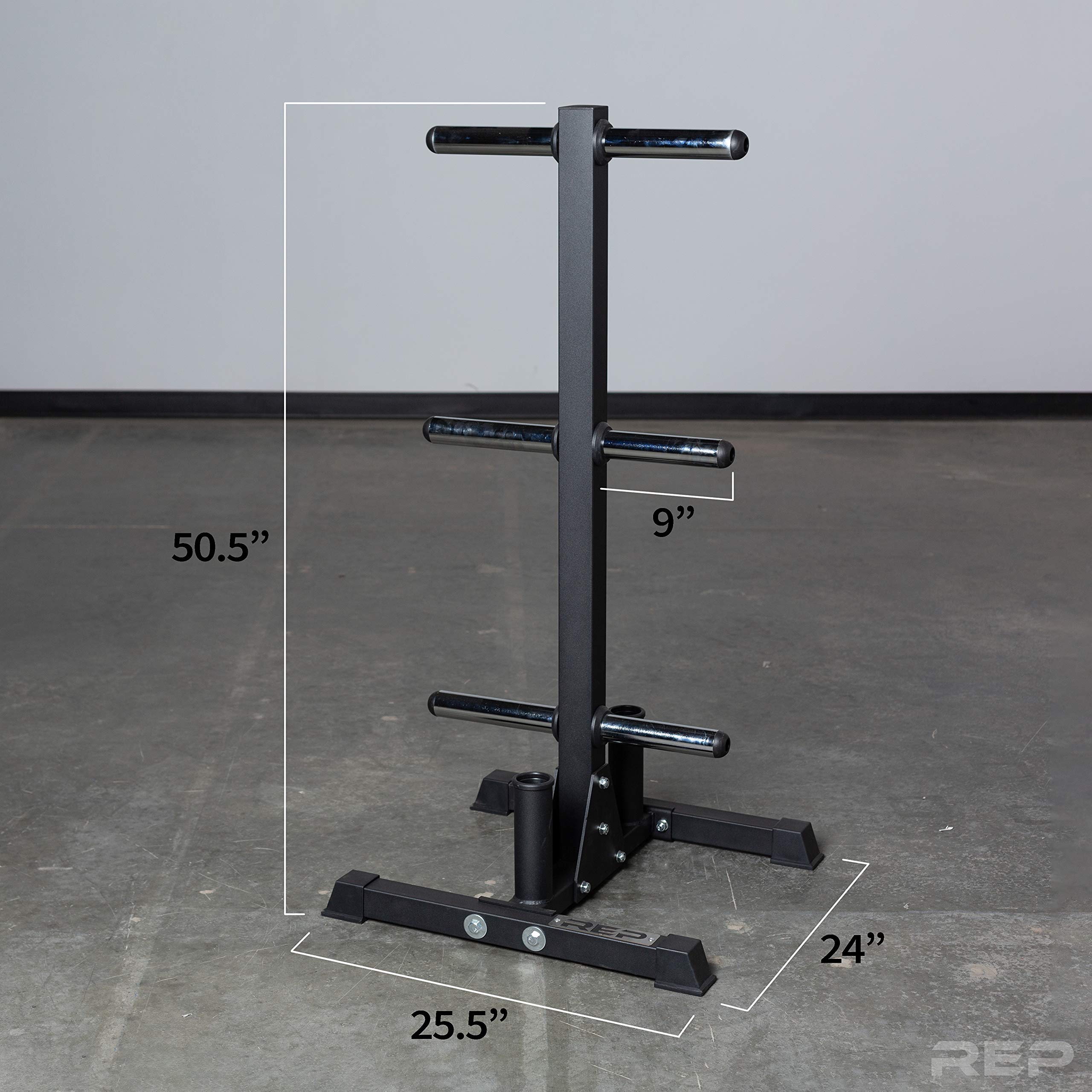 Olympic Bumper Plate and Barbell Holder - Heavy Duty Weight Plate Storage Rack for Home Gym & CrossFit Training