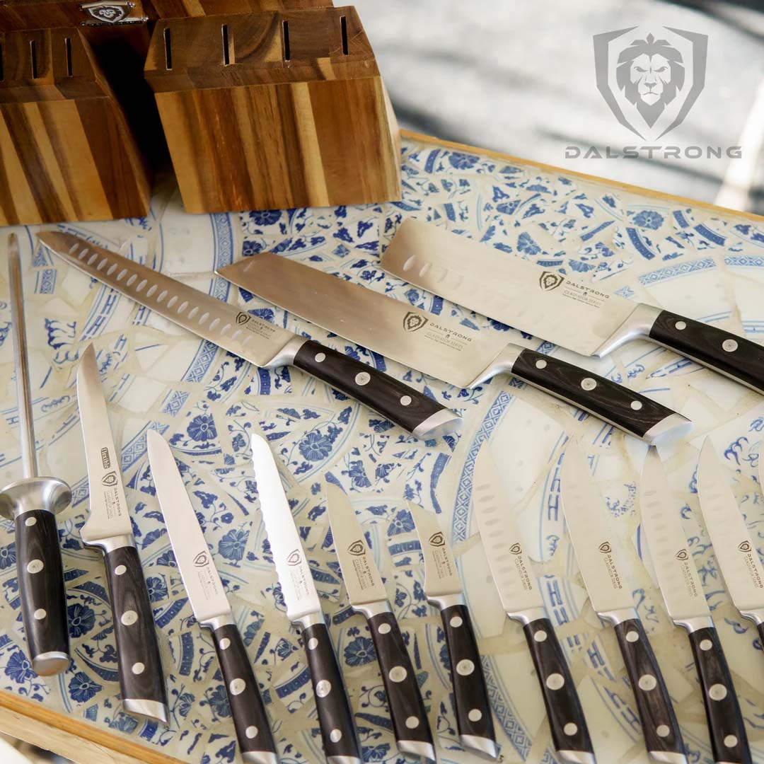 18-Piece Colossal Knife Set with Wooden Block - Gladiator Series Professional Kitchen Knives | NSF Certified | Dalstrong | Perfect for Home Chefs & Culinary Enthusiasts