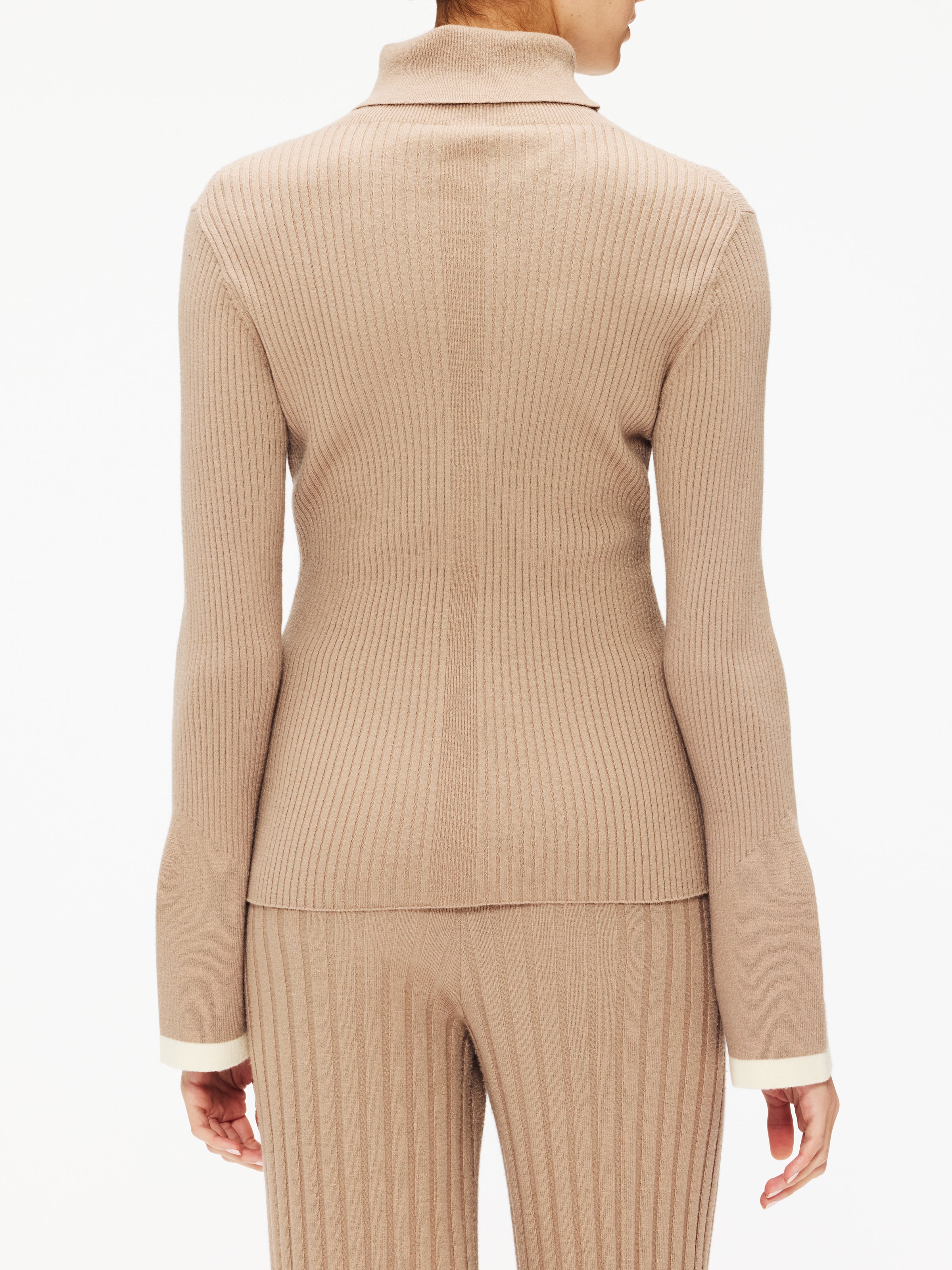 Varley Ravena Rib Knit High Neck Long Sleeve T-Shirt for Women - Soft Stretch Cotton Blend Top for Fall & Winter - Perfect for Layering, Office Wear & Casual Outfits