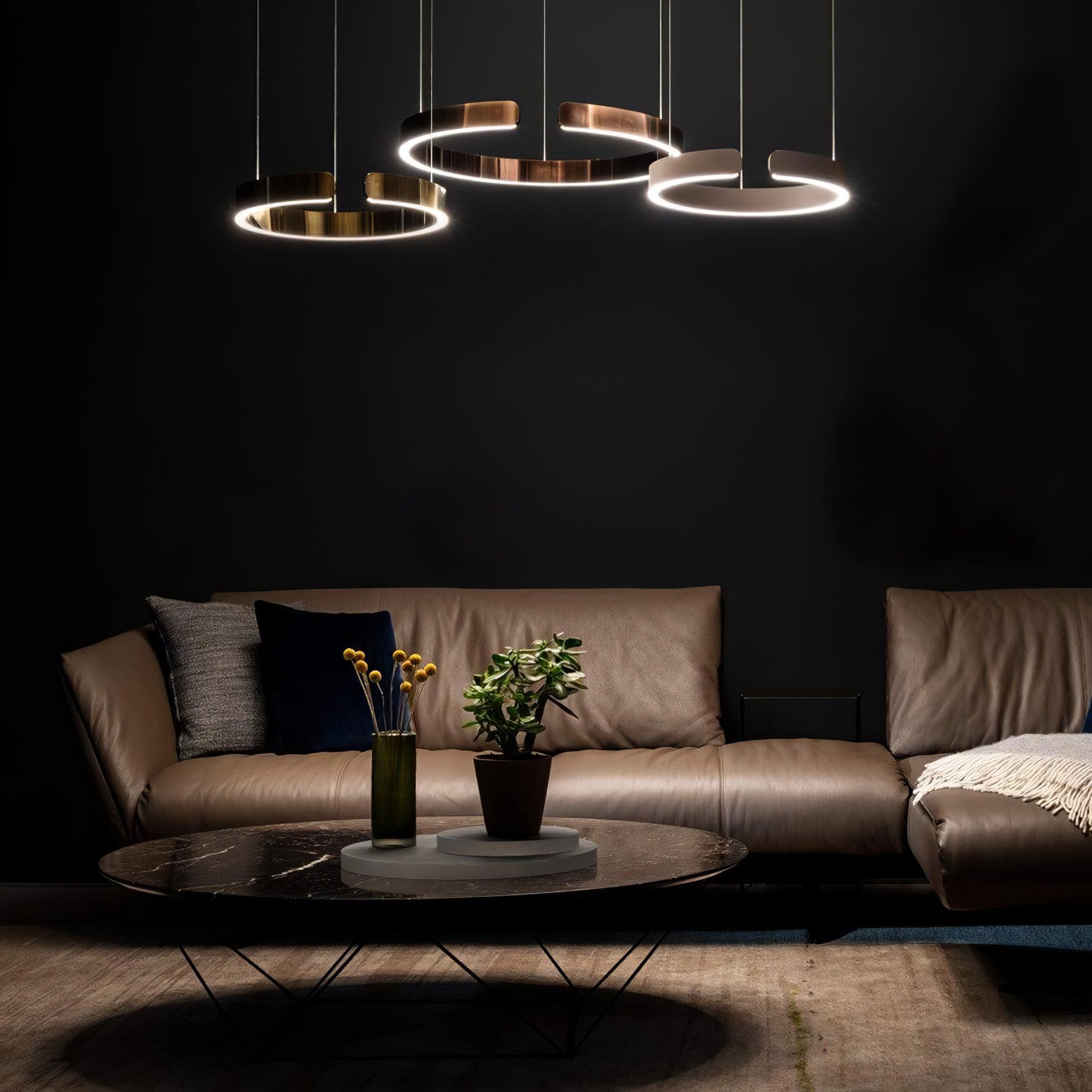 Modern Circular Chandelier - Elegant LED Ceiling Light Fixture for Dining Room, Living Room & Bedroom | Energy Efficient & Dimmable | Perfect for Home Decor & Interior Design