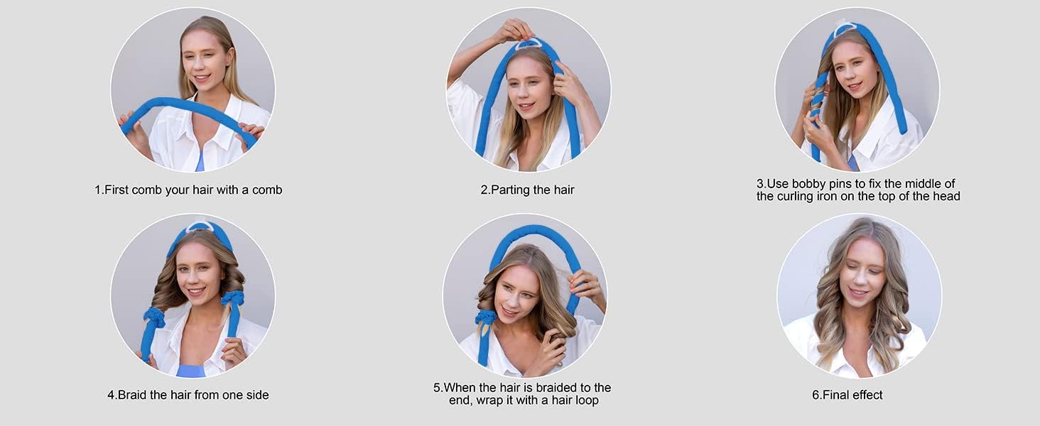 APOEM Heatless Curling Rod Headband - No Heat Hair Curlers for Overnight Curls with Hair Clips & Scrunchie | Silk Ribbon Hair Rollers Sleeping Curl Styling Kit (Gemstone Blue) | Perfect for Bedtime Styling, Salon-Quality Waves Without Damage