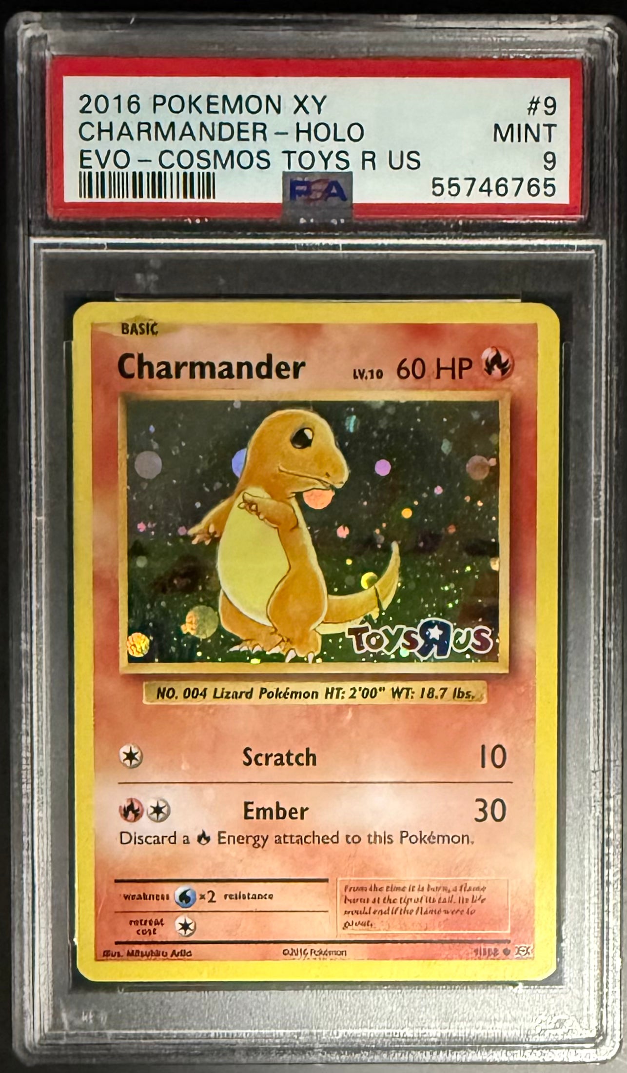 Pokemon Charmander 9/108 HOLO Rare Trading Card - Toys R Us Promo Pokemon XY EVO Cosmos 2016 PSA 9 Graded - Perfect for Collectors & Pokemon Battles