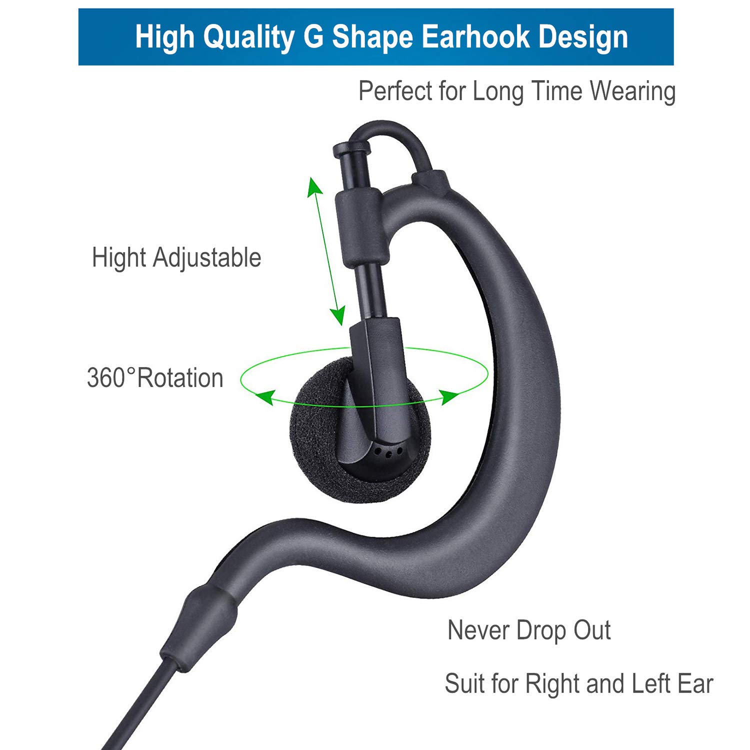 20 Pack Walkie Talkie Earpiece Headset with PTT Mic - 2 Pin 2.5mm/3.5mm G Shape Two Way Radio Headset Compatible with UV5R, 888S, UV-82HP, Kenwood, Retevis H-777, RT21, RT22 - Ideal for Security, Construction, Event Staff & Outdoor Adventures
