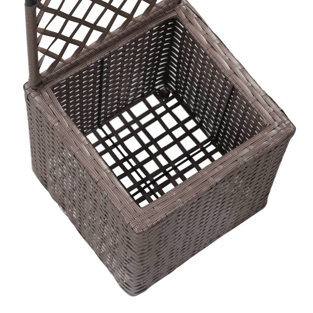 Brown Poly Rattan Trellis Raised Garden Bed with 1 Pot - 11.8