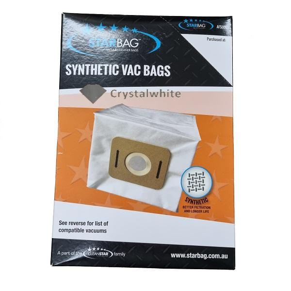 Starbag AF500S Synthetic Vacuum Cleaner Bags - 6 Pack | HEPA Filtration for Dust & Allergens | Compatible with Hoover, Kenmore, Electrolux | Ideal for Home Cleaning & Pet Hair Removal